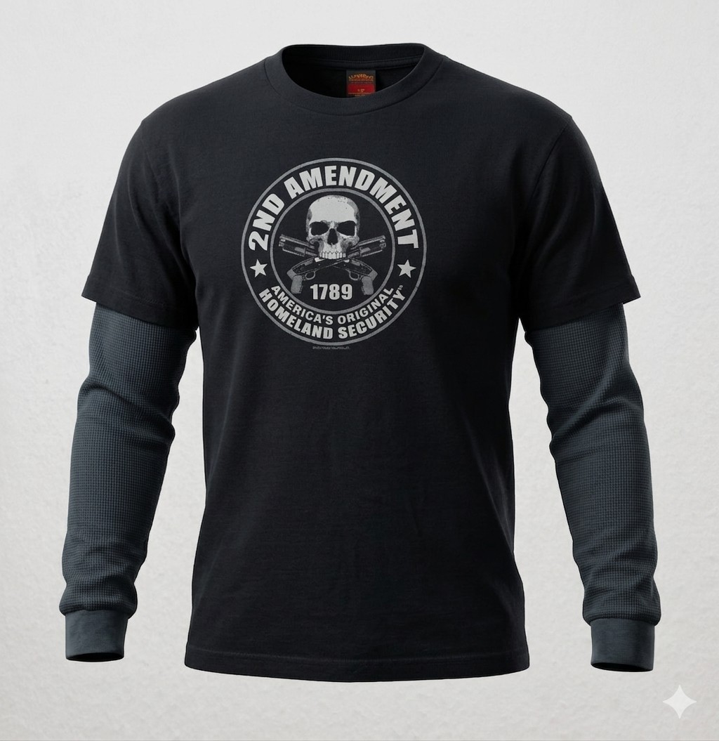 Hot Leathers Men&rsquo;s Black 2nd Amendment Homeland Security T-Shirt. Size L