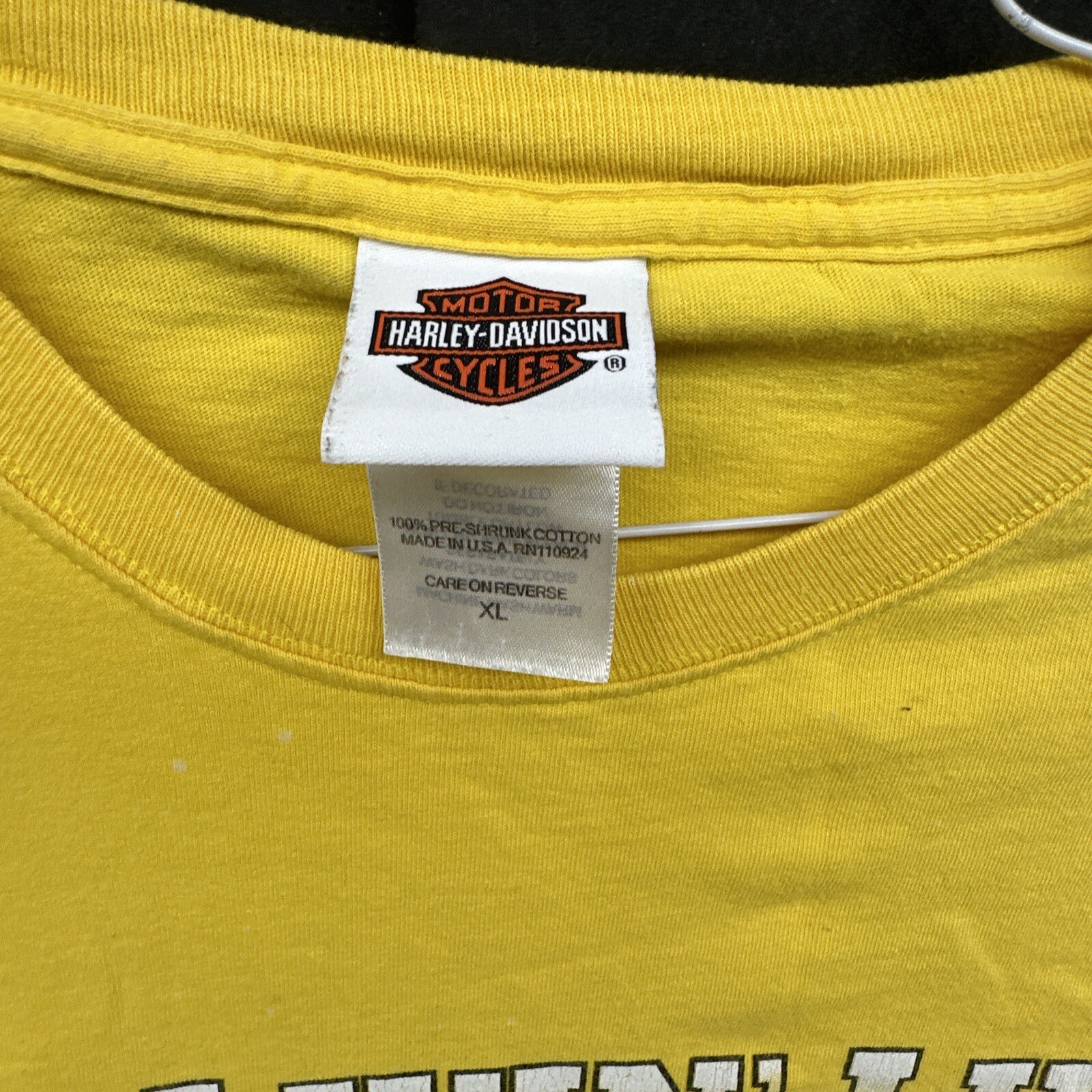 Harley Davidson Mens Yellow Las Vegas Nevada Motorcycle T Shirt XL Wide Open