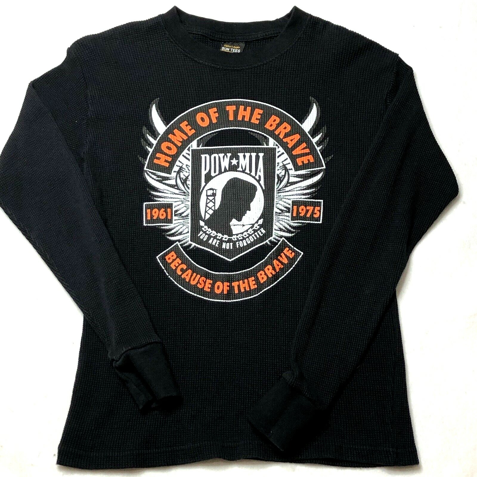 POW-MIA T-Shirt Men&rsquo;s Large Black You Are Not Forgotten Waffle HeavyweightCotton