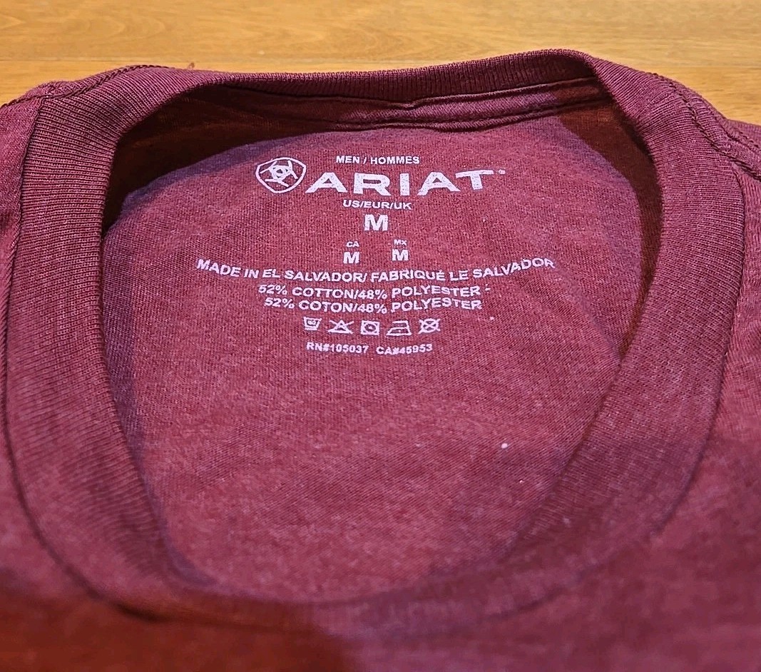 Ariat Elevated LS T-shirt Men&rsquo;s M Double-Sided Est 1993 Flag USA Outdoor
