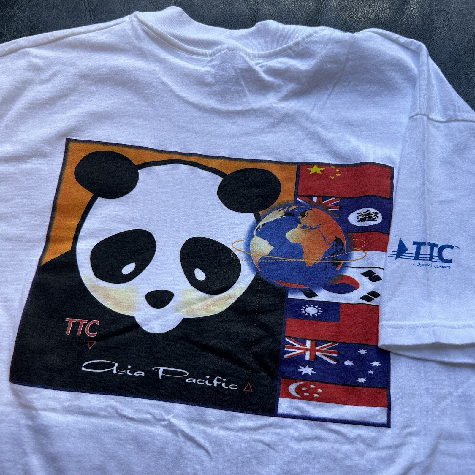 Vintage TTC Asia Asian Pacific Panda Tech Promo T-Shirt Double Sided Men’s Large