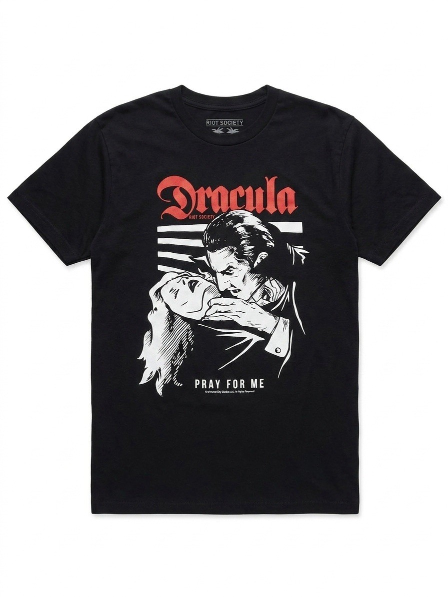 Riot Society Dracula Shirt Mens Medium M Black Pray For Me Universal Monsters