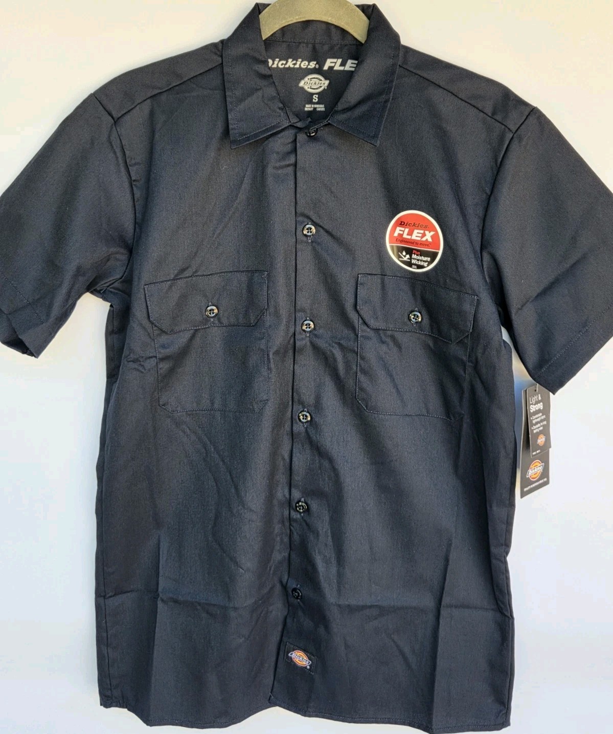 Dickies FLEX Relaxed Fit Button Short Sleeve Work Shirt Men&rsquo;s Small Dark Navy