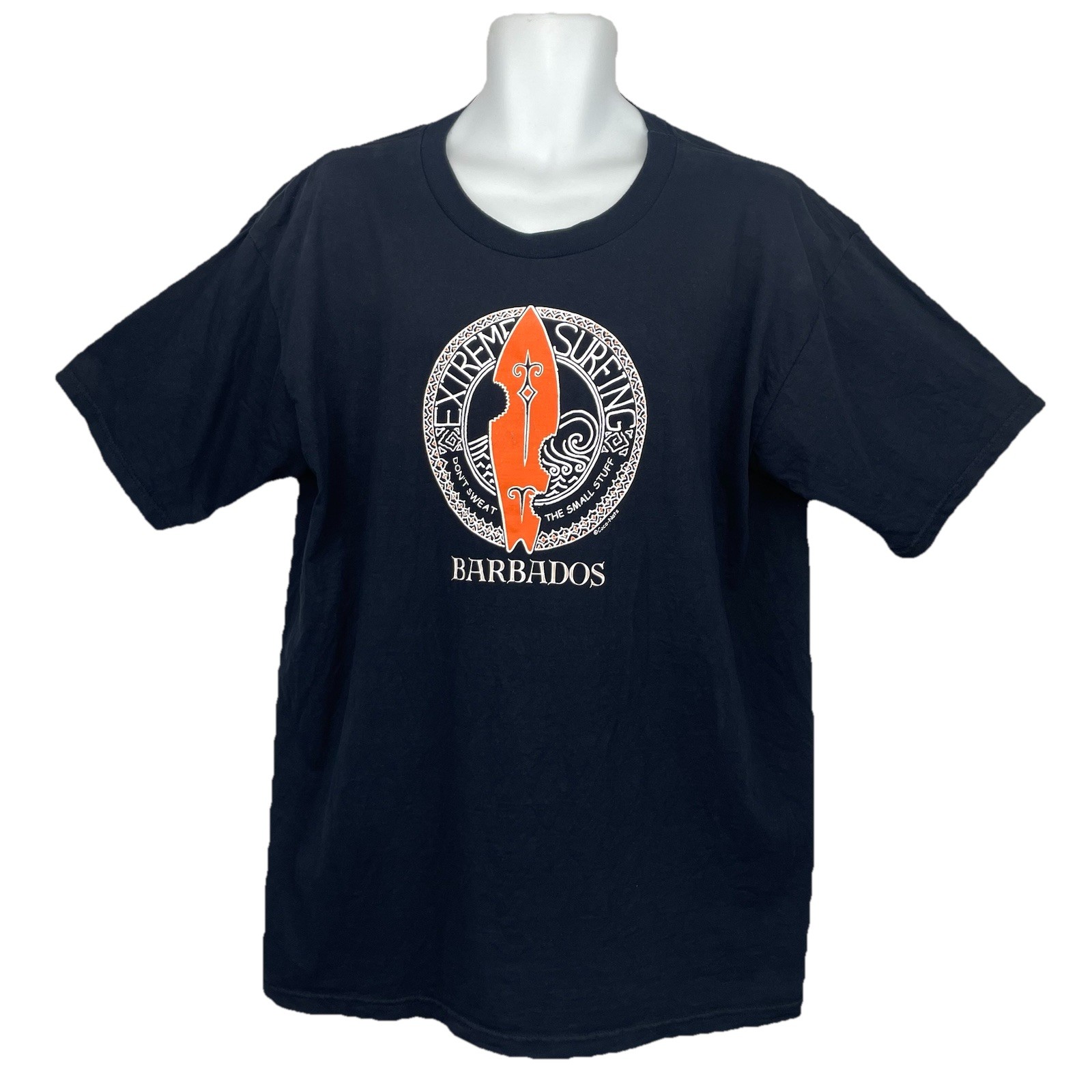 Barbados Surfing T-Shirt/ Men’s (XL) Black 100% Combed Cotton EXTREME SURFING