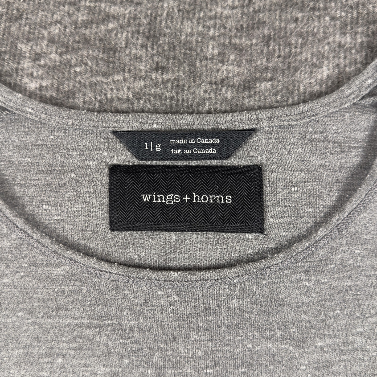 Wings+horns Crewneck Shirt Mens Large Gray Rayon Blend Long Sleeve