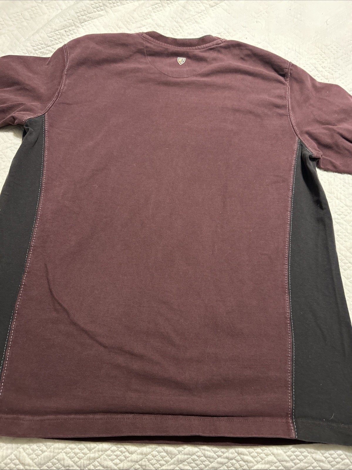 KUHL Shirt Mens Large Burgundy Red Gray Long Sleeve Organic Cotton Crewneck Tee