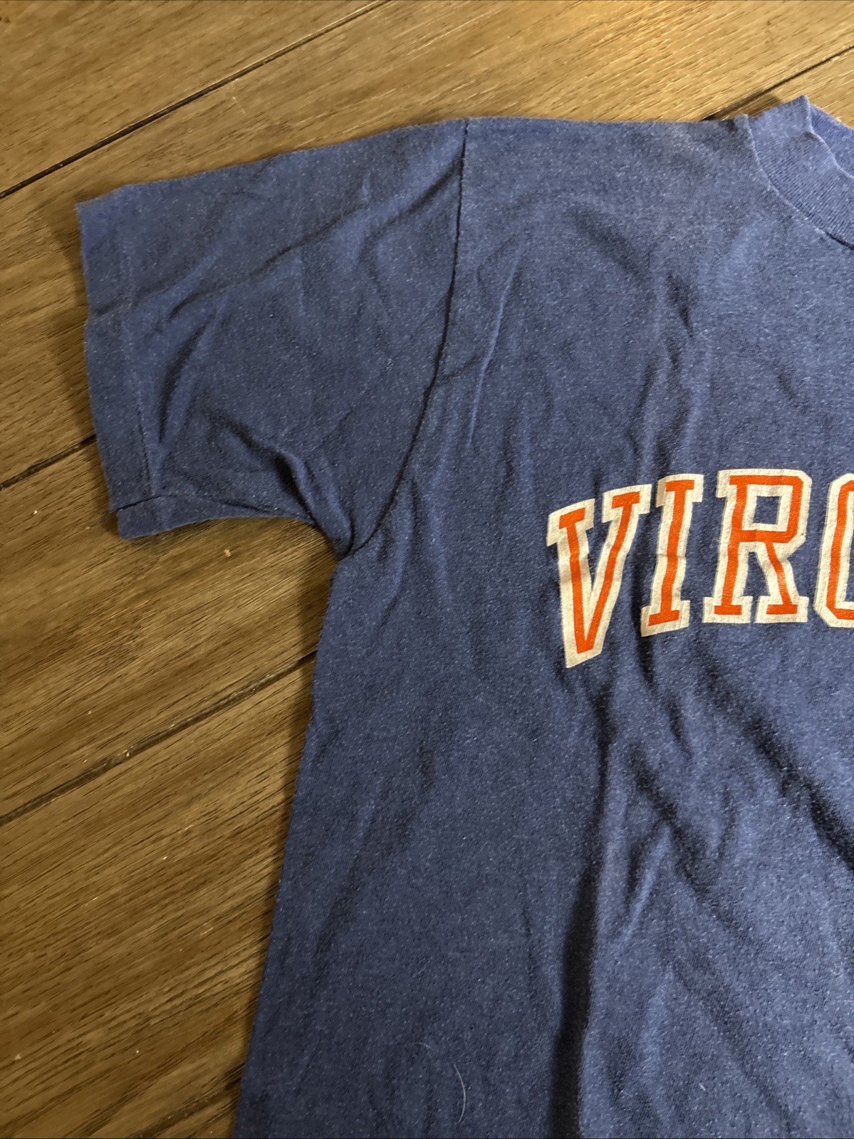 Vintage 70s 80s Virginia Collegiate T-Shirt Men’s L Navy USA Made Cotton
