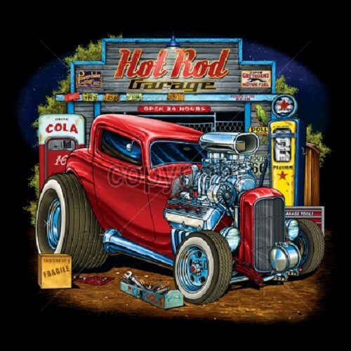 Hot Rod Garage Rat Rod Hot Rod T-shirt 100% Cotton Small to XXXXXL