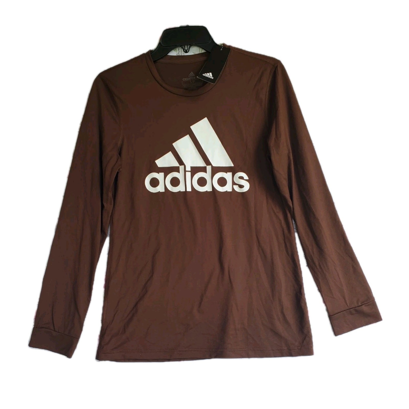 NWT Adidas Men&rsquo;s Creator Tee Long Sleeve Brown Shirt Training Performance Size S