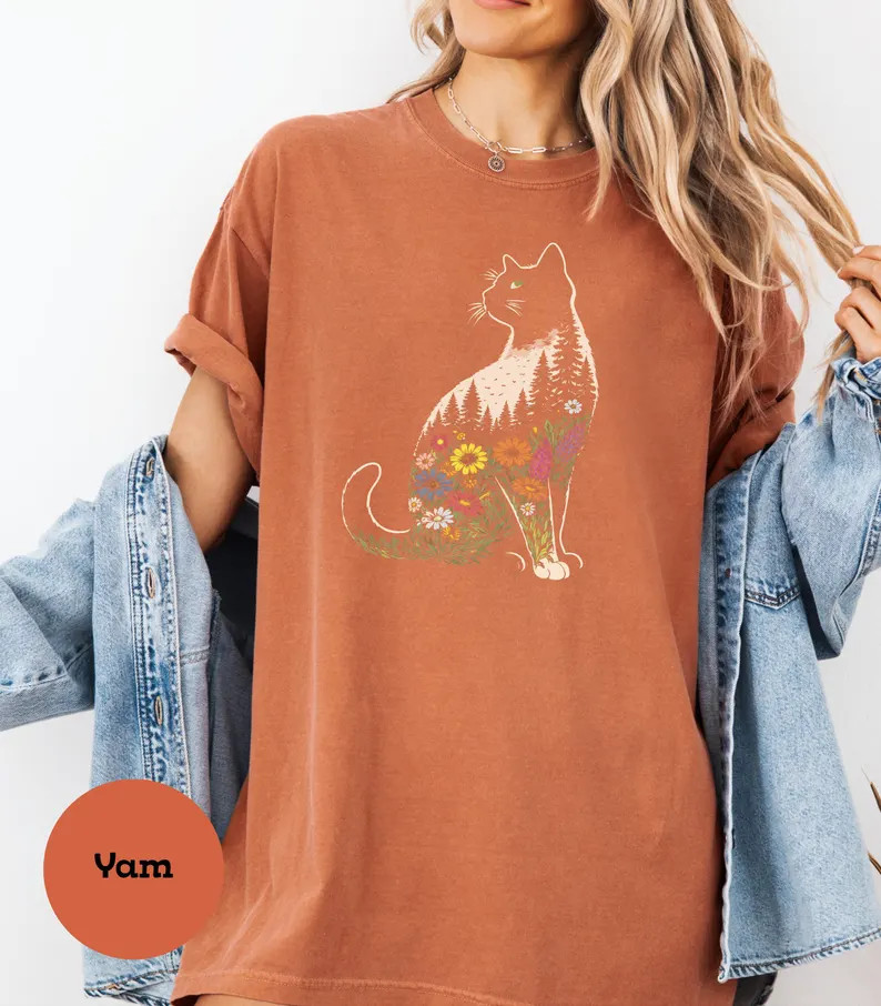 Boho Cat Plants Comfort Tee