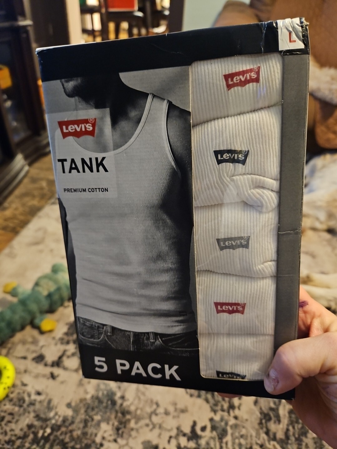 Levi’s Men&rsquo;s Premium Cotton Tank Top Shirts 5-Pack LOGO White Size L LARGE NEW