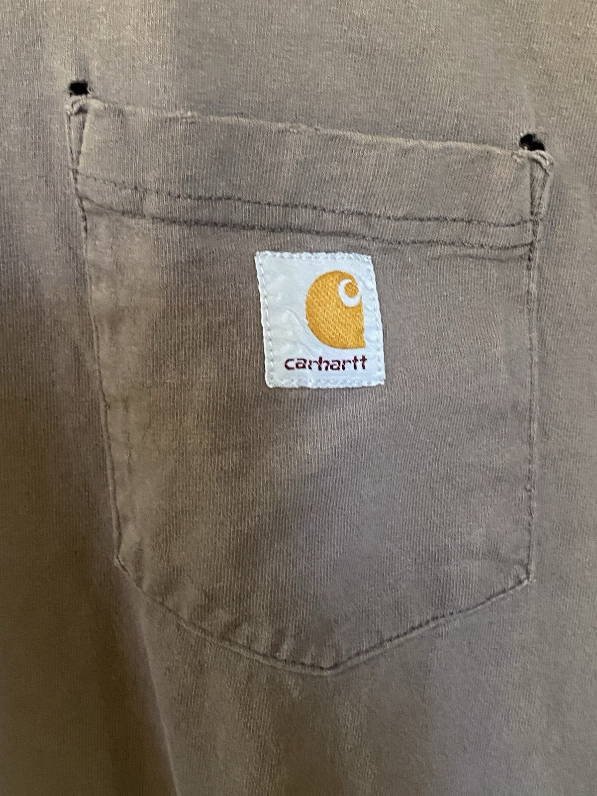 Lot of 2 Carhartt K87 Heavyweight Cotton Pocket T-Shirts Men&rsquo;s L Sand & Charcoal