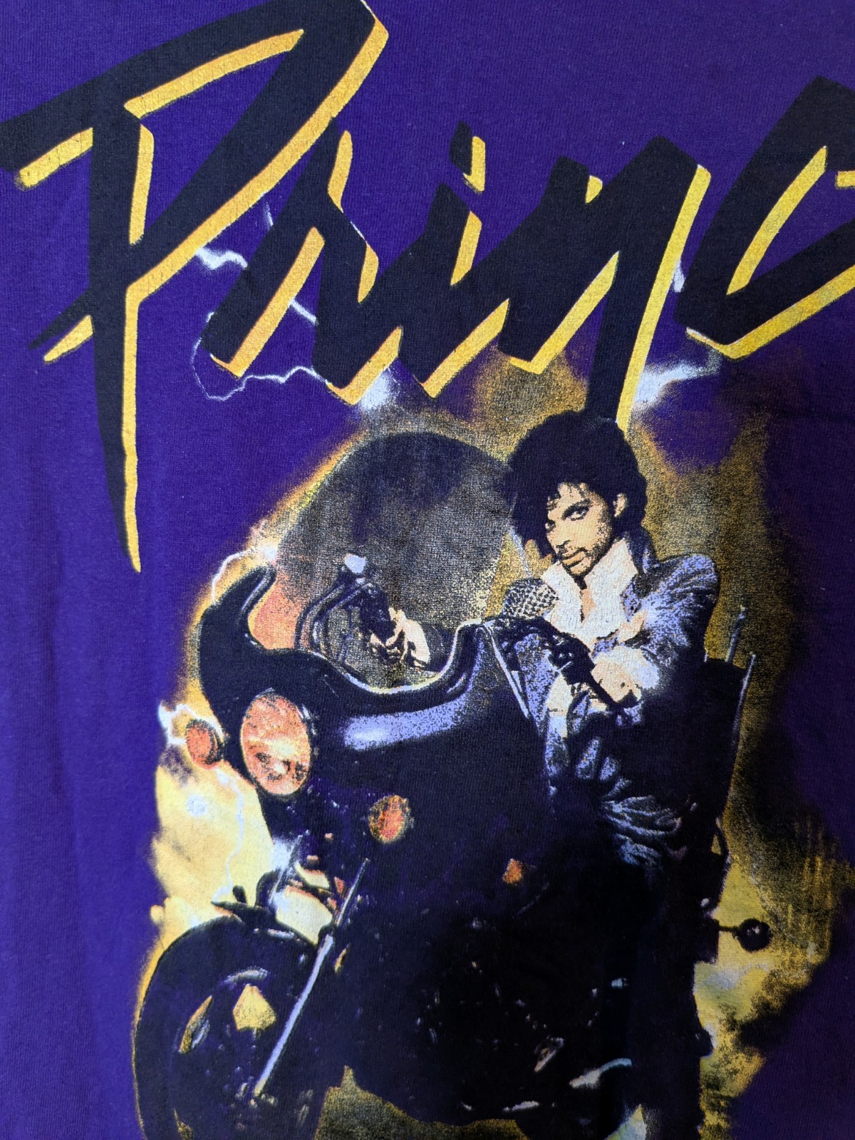 Prince Purple T-shirt with Him on Motorcycle Size Large