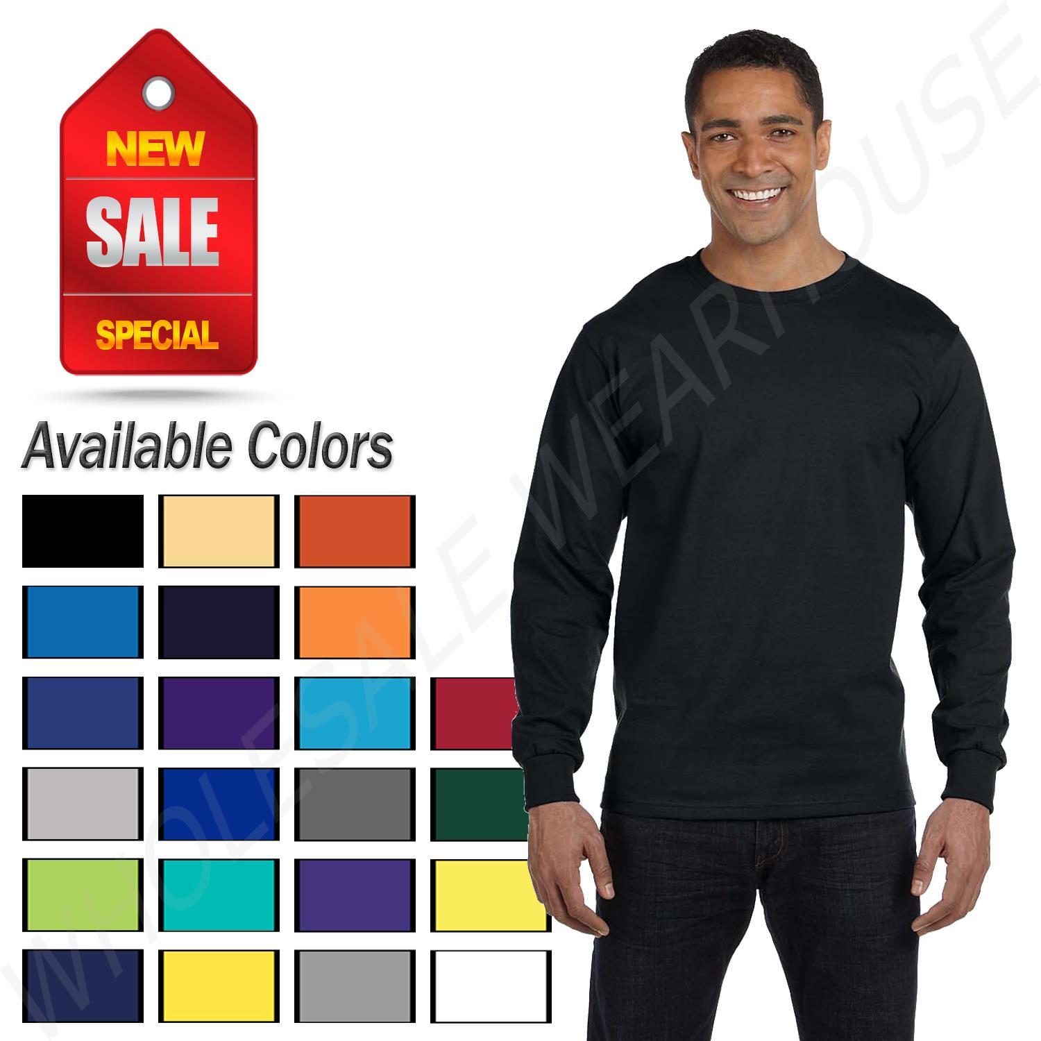 Hanes Men&rsquo;s ComfortSoft Essential-T 100% Cotton Long Sleeve S-3XL T-Shirt R5286