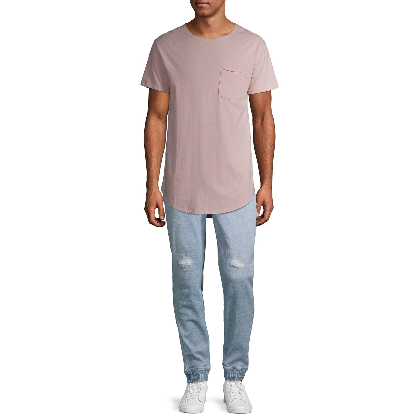 No Boundaries Men&rsquo;s Short Sleeve Elongated Tee, Size S/CH (34-36) Color Pink