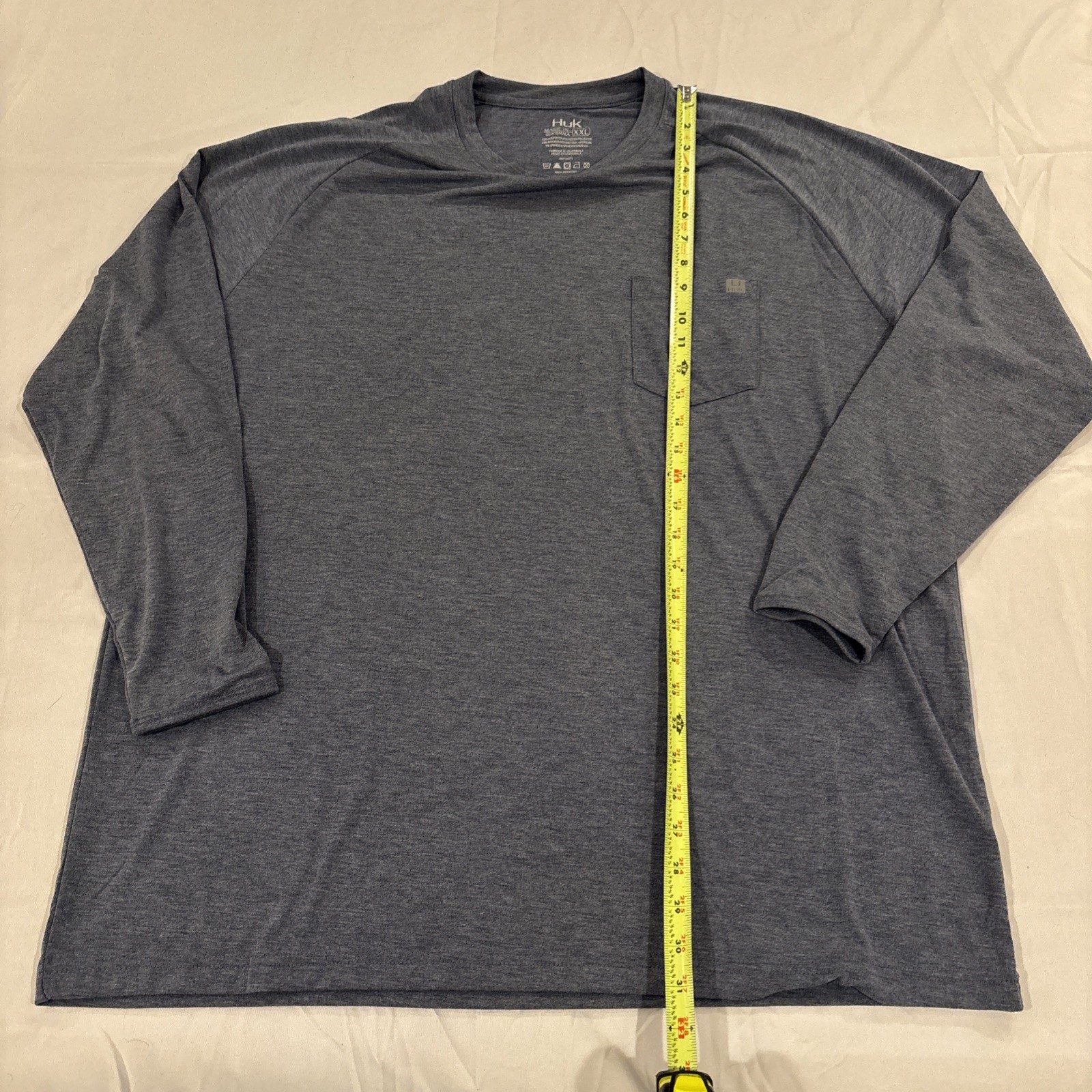 Huk Performance Fabrics Fishing T-Shirt Mens XXL Blue/Gray Long Sleeve UPF