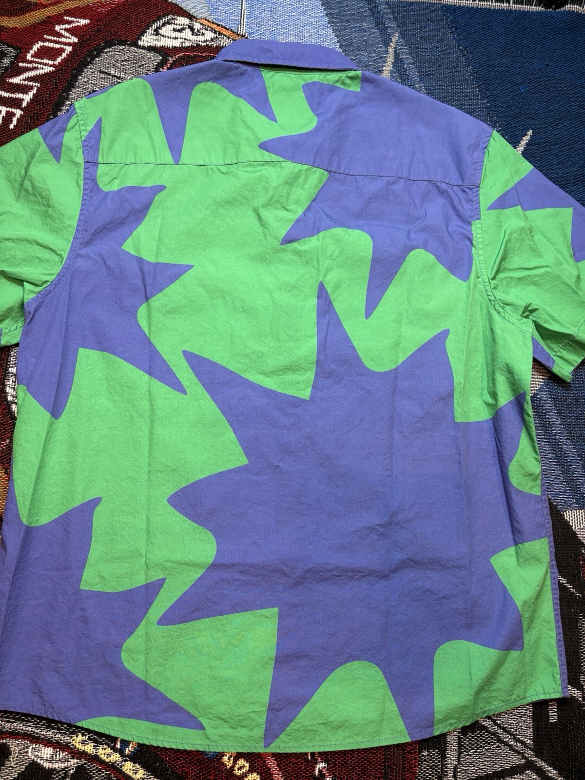 Billionaire Boys Club Shirt Mercury SS Woven Green Blue Button Down Large BBC