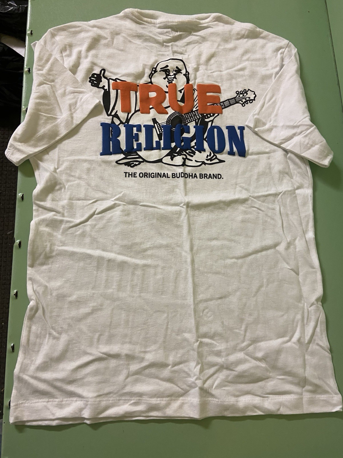 $59 TRUE RELIGION Men&rsquo;s White Puff Buddha Graphic Print T-Shirt Size small NWT