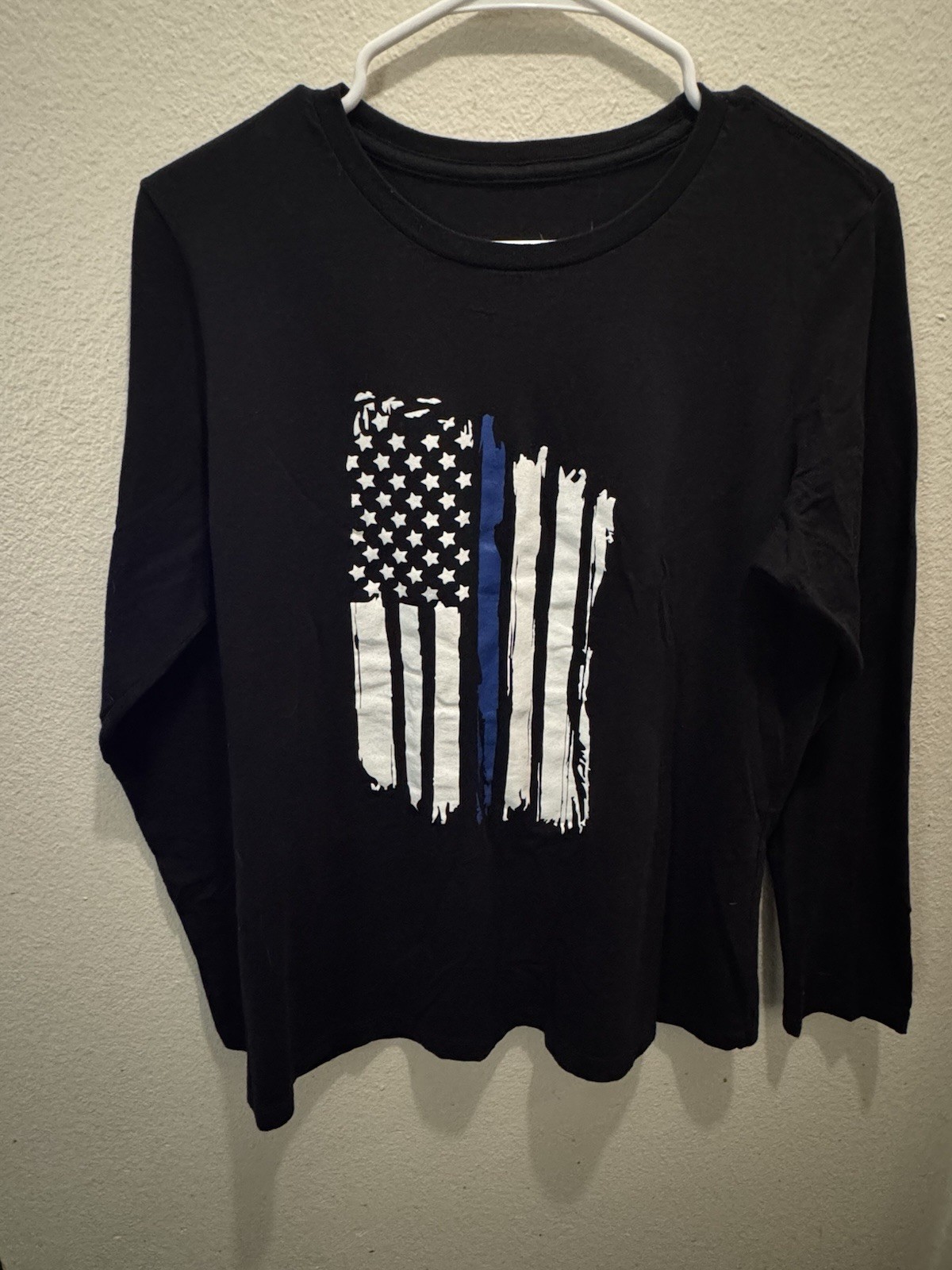 Thin Blue Line USA Flag Long Sleeve T Shirt