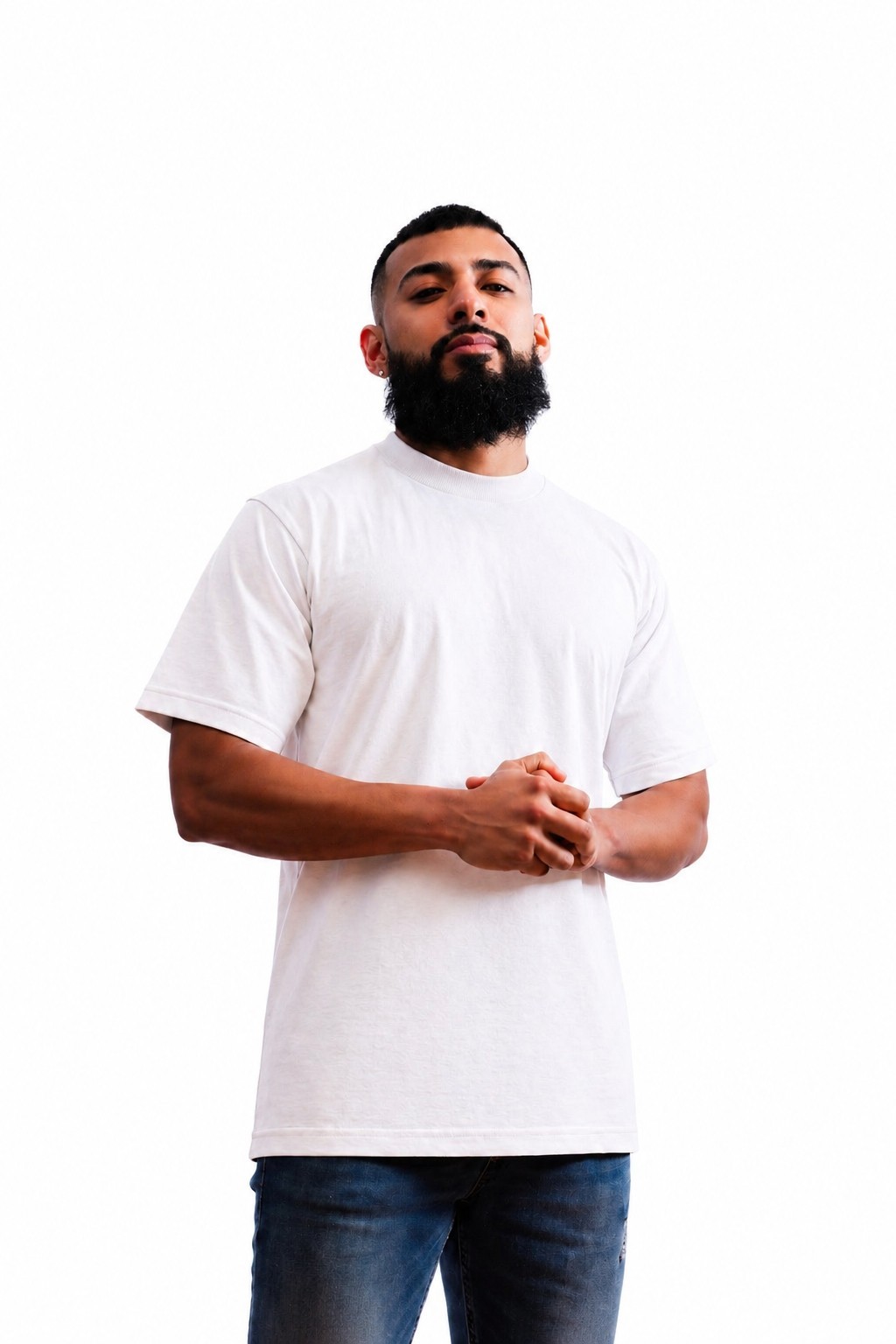 PRO5 Heavyweight T Shirt Mens Thick Cotton Blank Crewneck Streetwear Solid