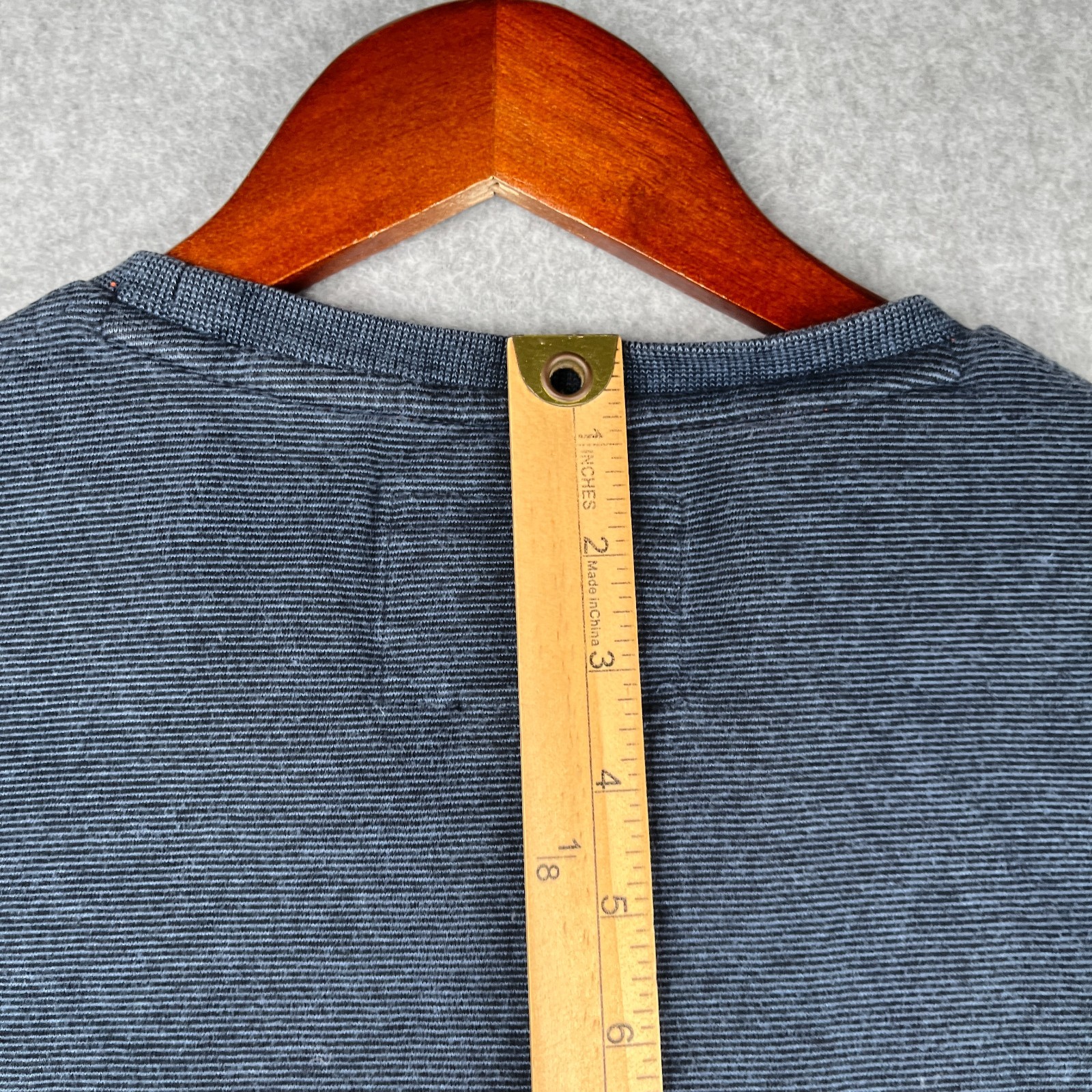 Superdry T Shirt Large Blue Striped Casual Crew Neck Embroidered Logo