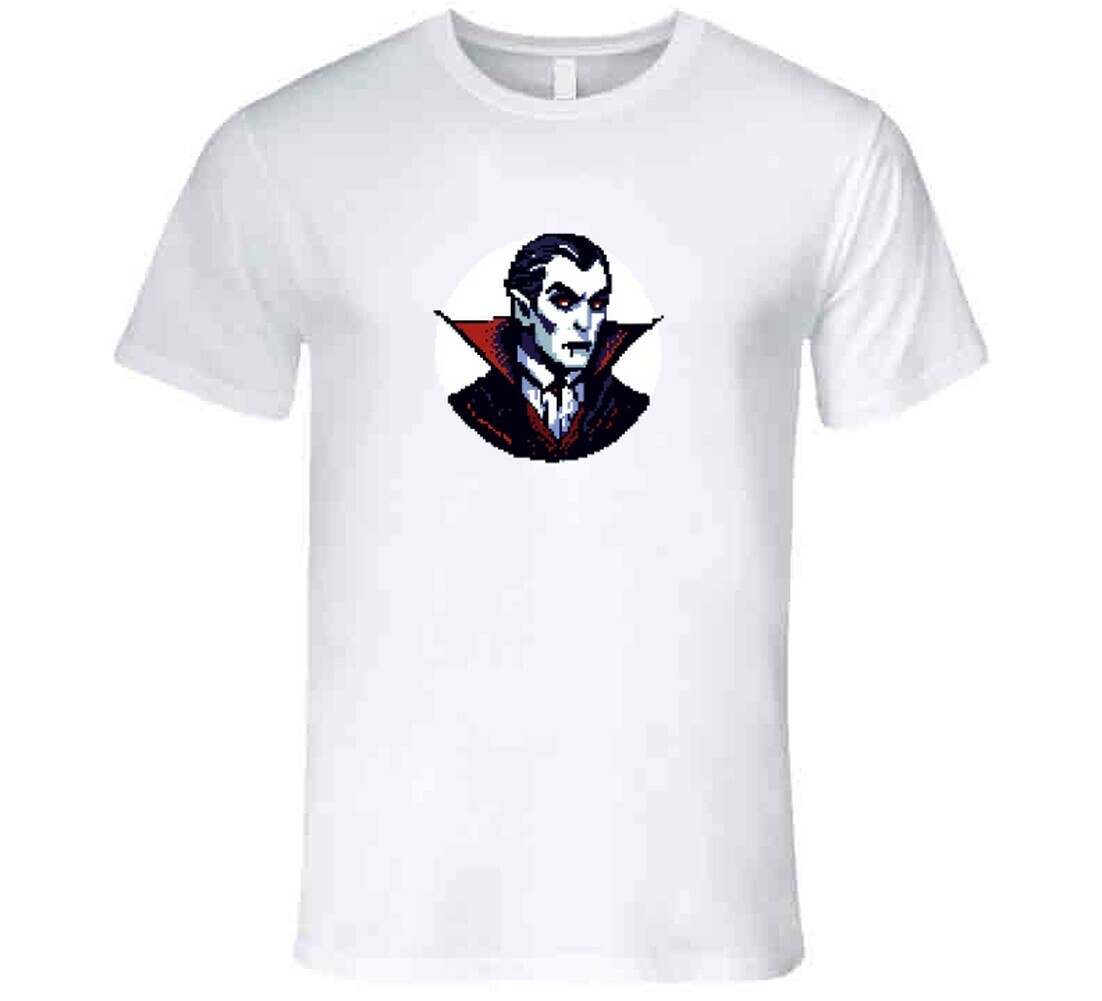 Dracula Vampire Retro Pixel Art 8 Bit Design Graphic Rare Gift T Shirt