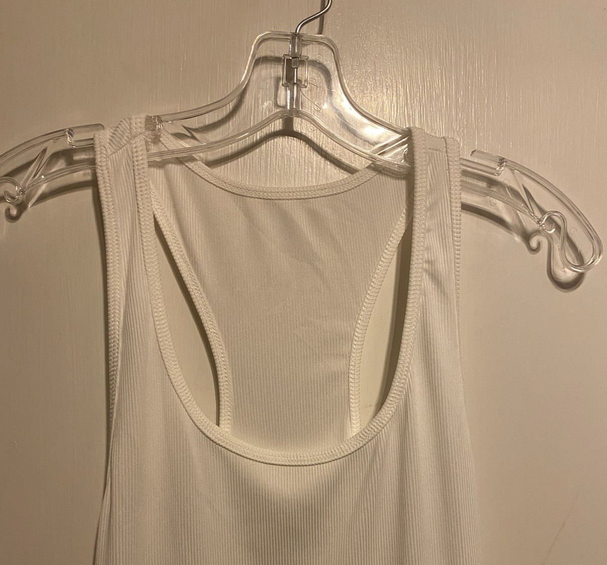Ouku Mens size large Racerback Polyester blend stretch flat knit White NWT