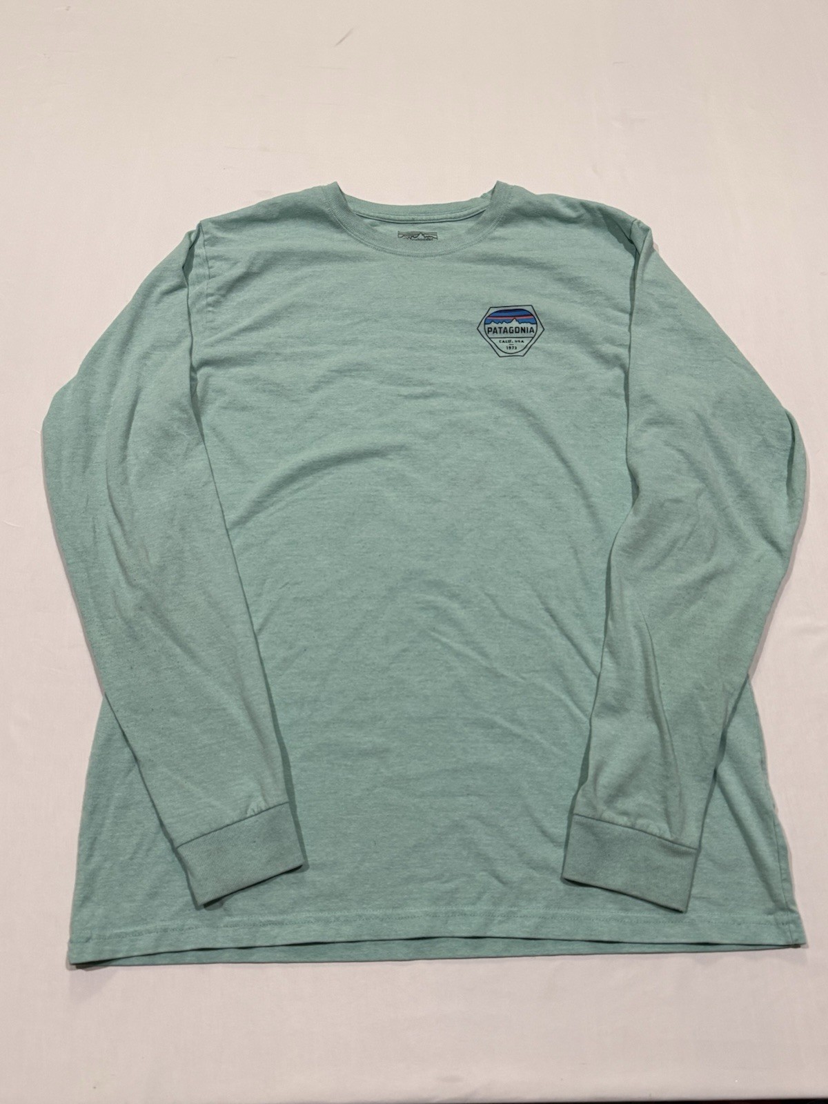 Patagonia Mens Long Sleeve Mint Green Graphic Regular Fit Size Large