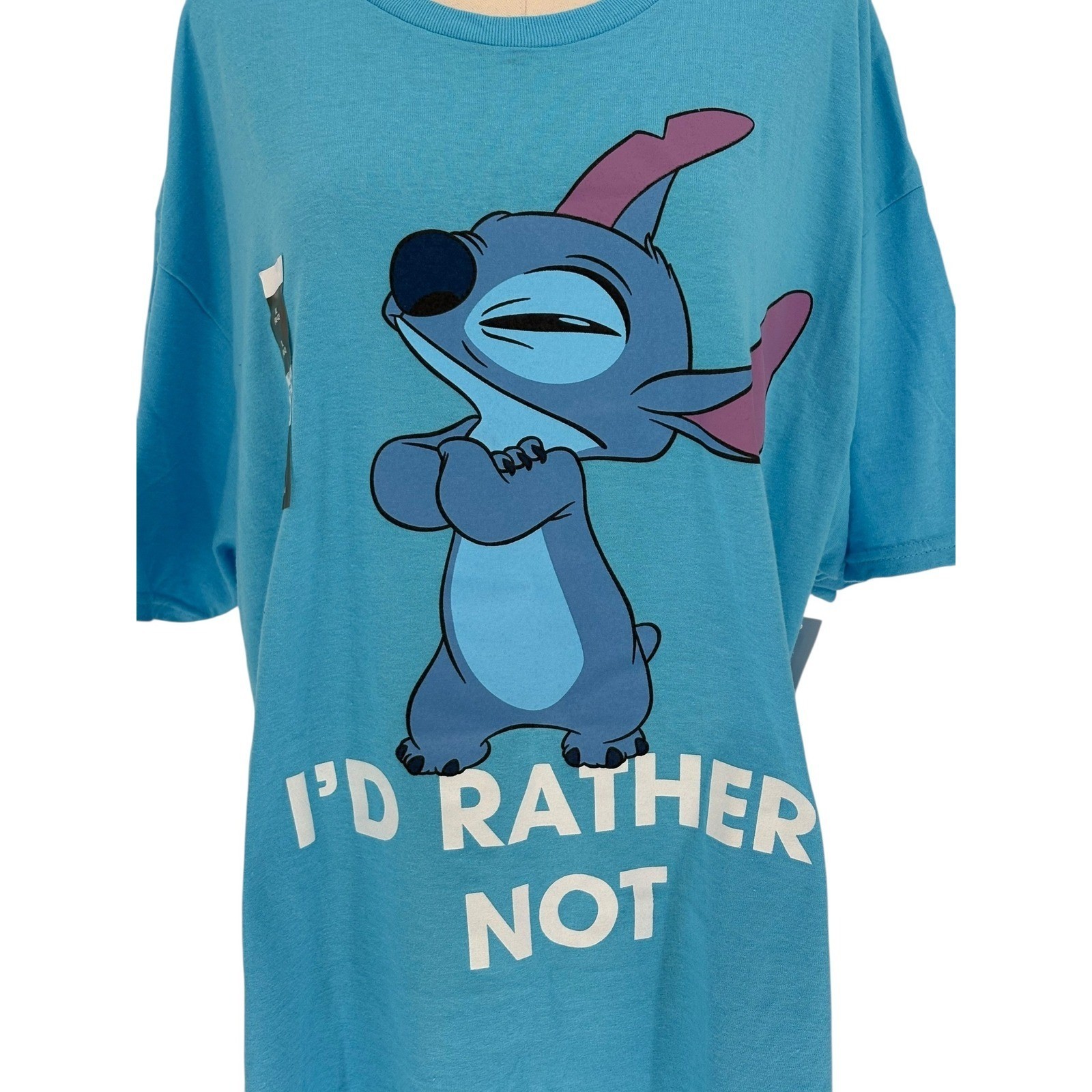 Disney Stitch Graphic T Shirt XL Blue Cotton Polyester Blend Graphic Tee