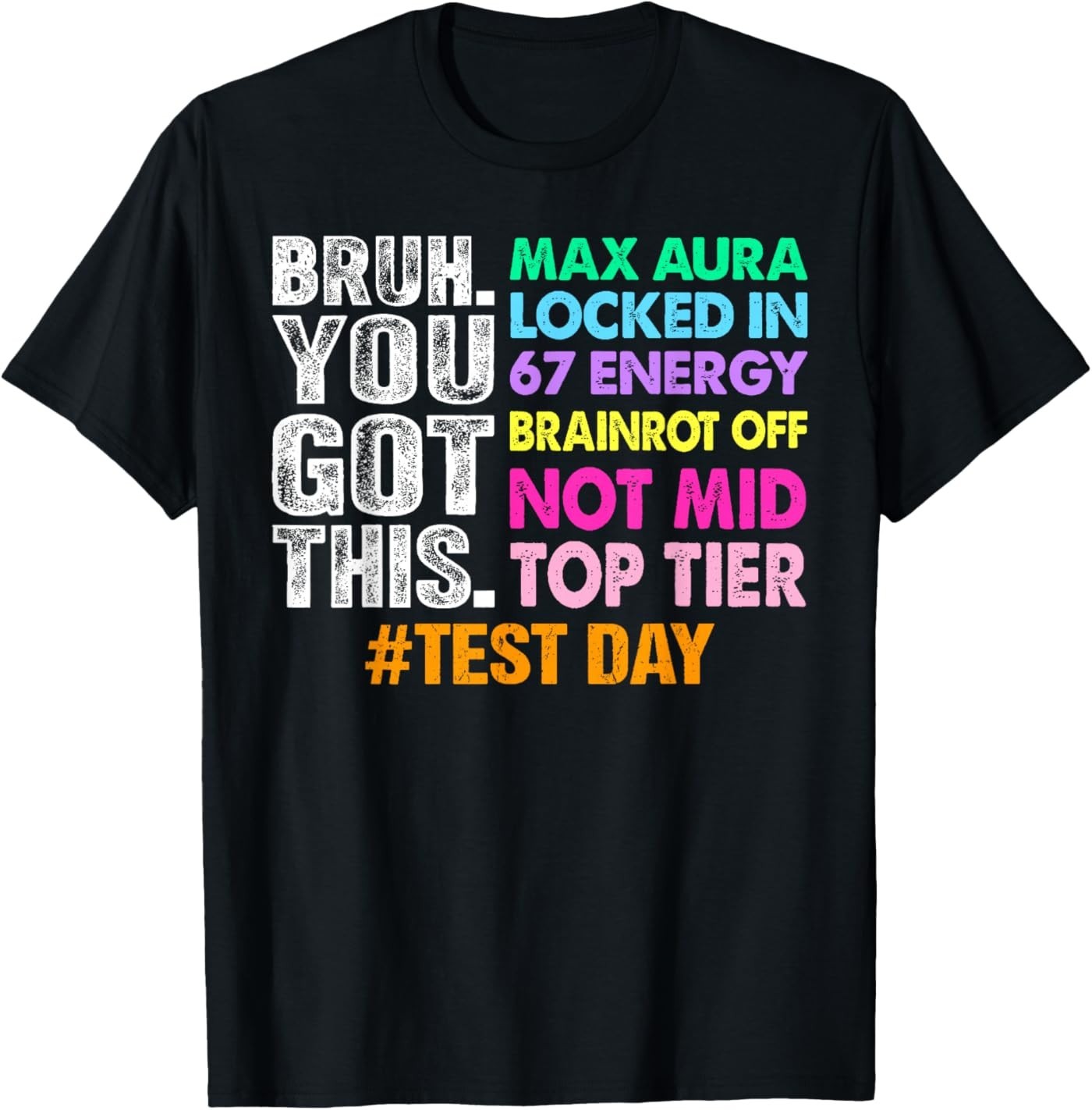 Test Day Bruh You Got This Max Aura Locked in 67 Energy T-Shirt