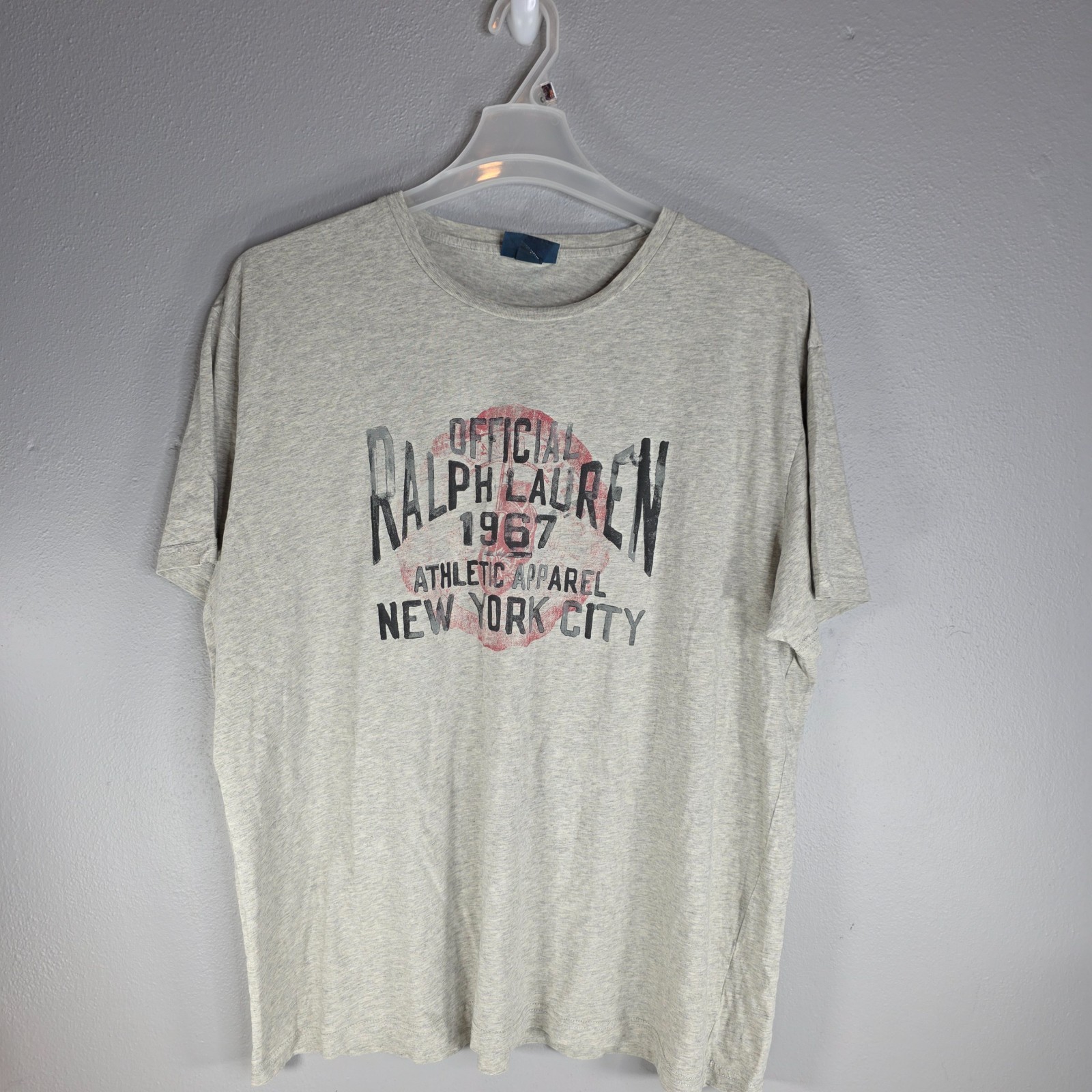 Polo Ralph Lauren Shirt Mens XL Gray NYC Athletic Apparel Graphic T-Shirt Short