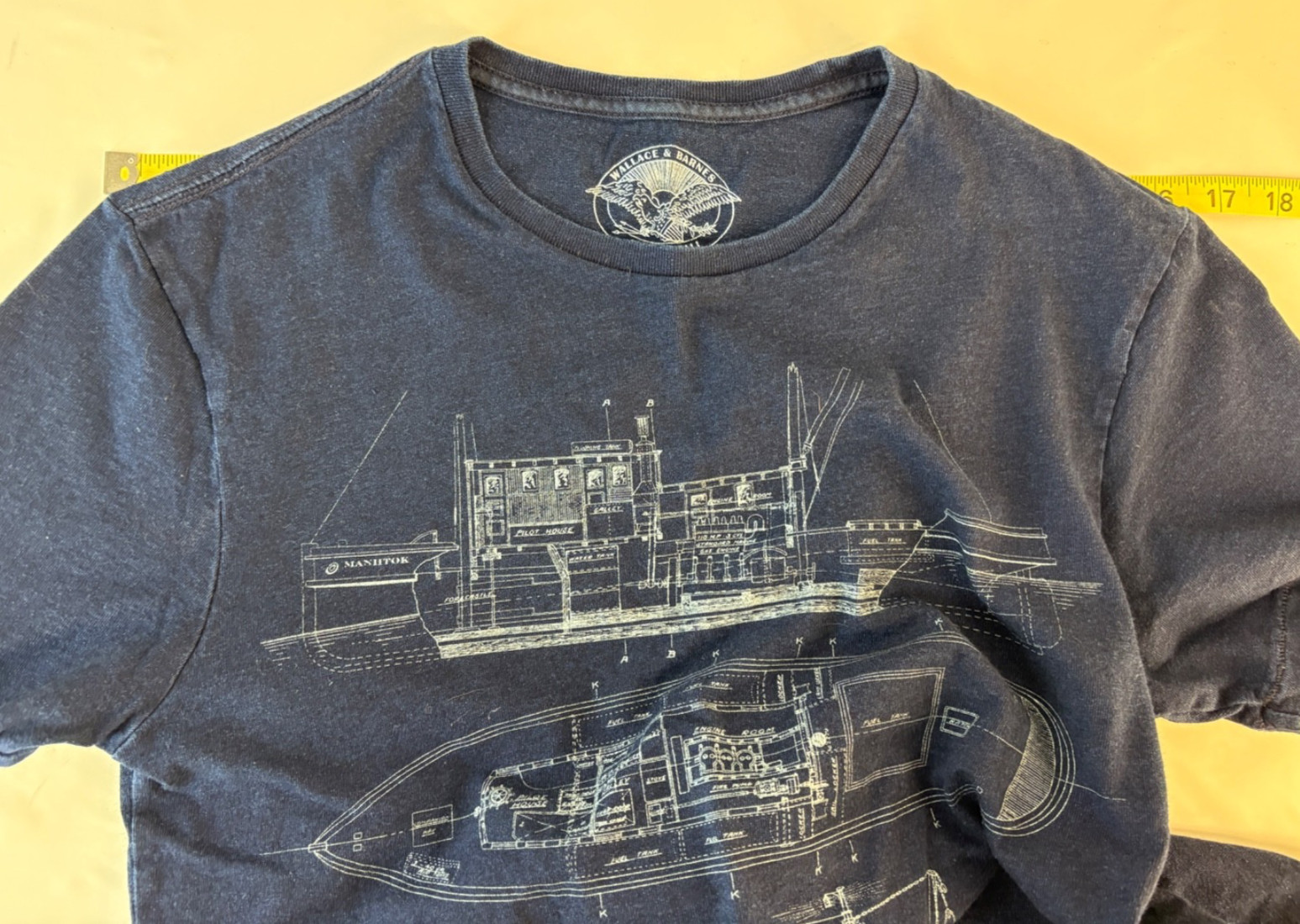 J.Crew Wallace & Barnes Indigo-dyed graphic T-shirt Navy Size XS G2573