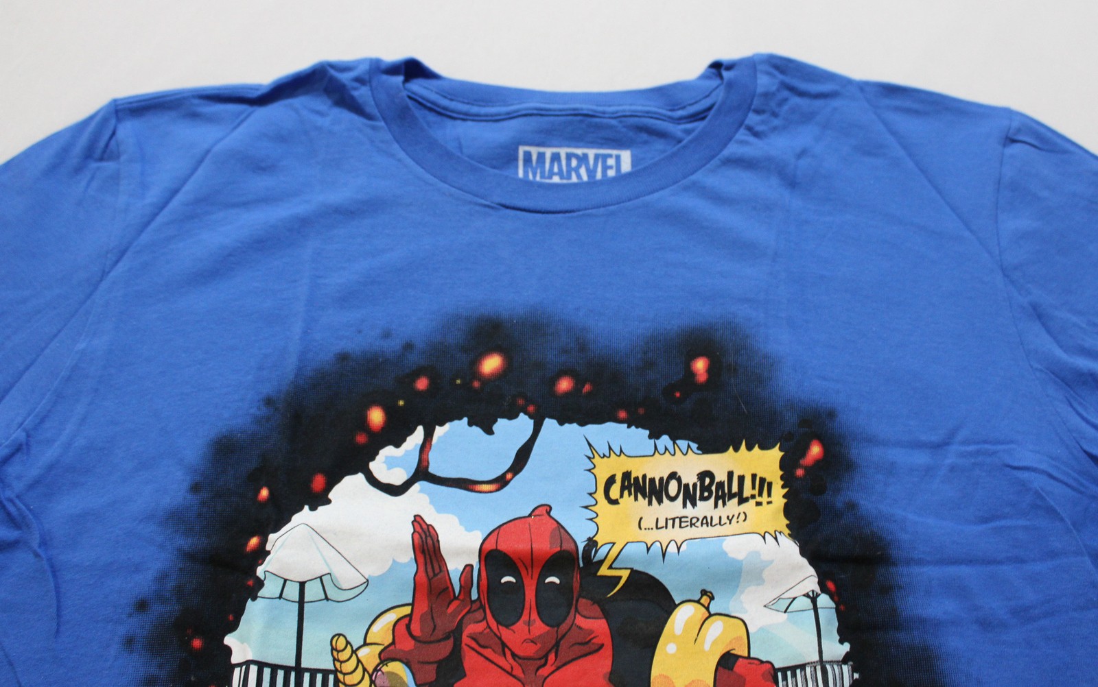 Loot Crate Unisex Adult&rsquo;s Marvel Deadpool Cannonball T-Shirt EH6 Blue Large
