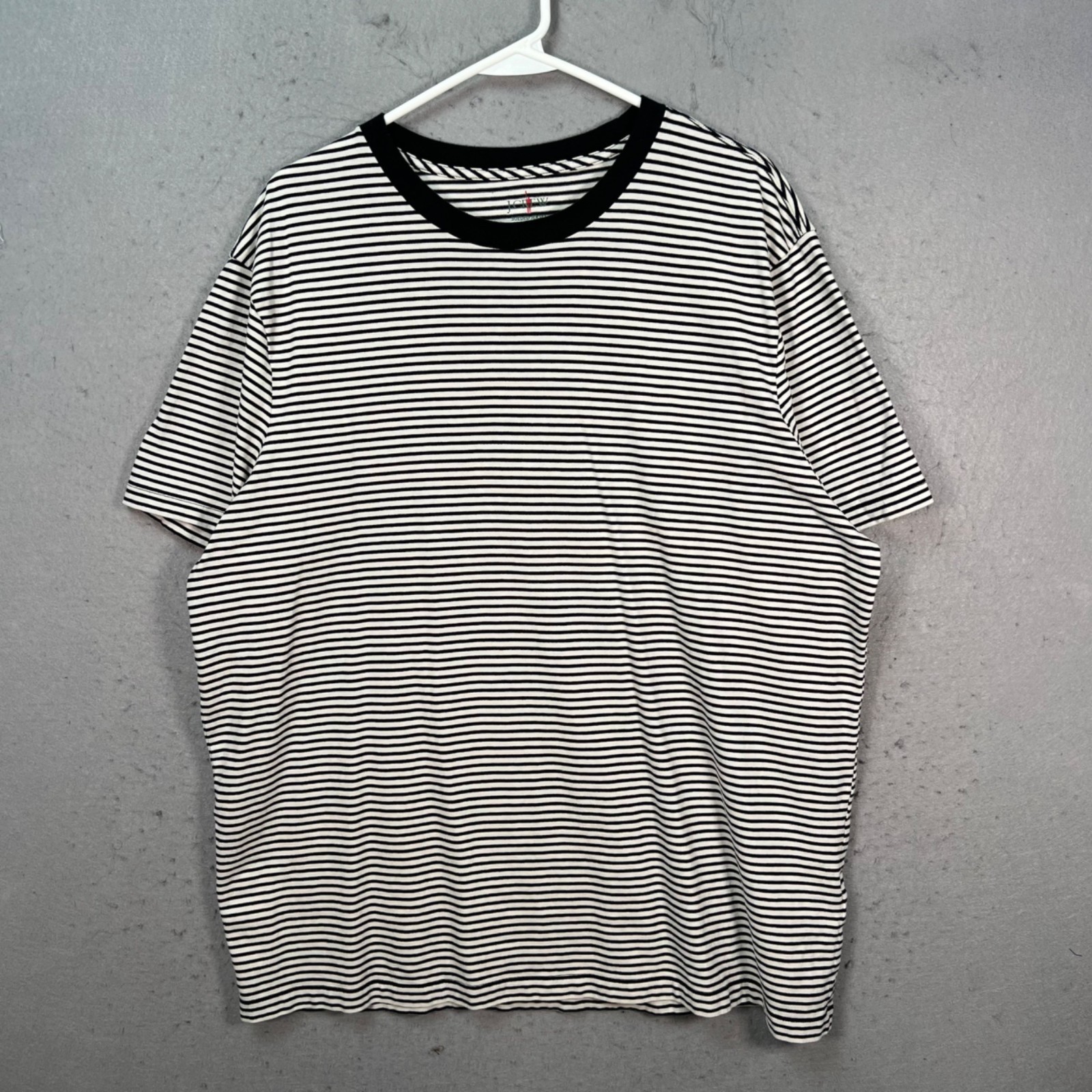 J. Crew Mens XL Sueded Jersey Striped T-Shirt Black & White Classic 100% Cotton