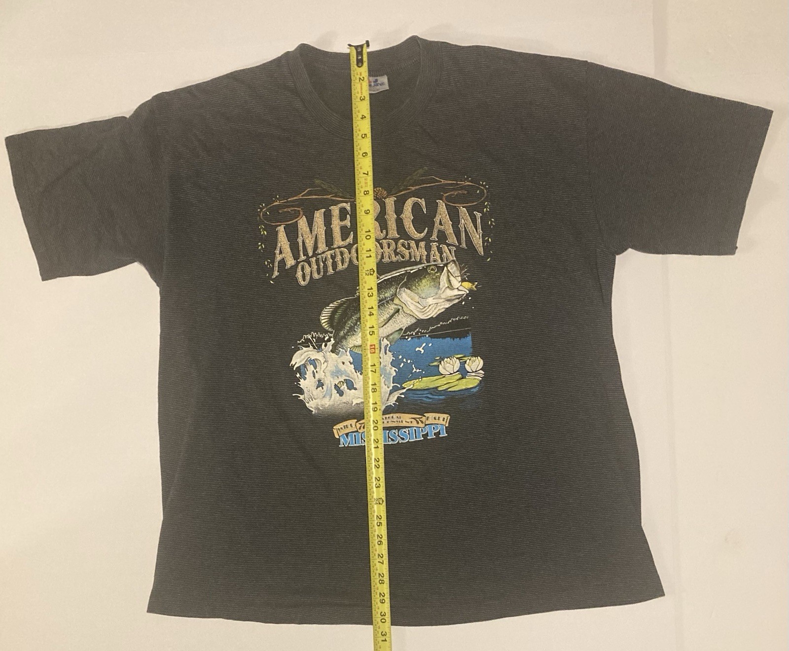Vintage 90’s American Outdoorsman Shirt XXL Black Striped Nature Fishing Bass