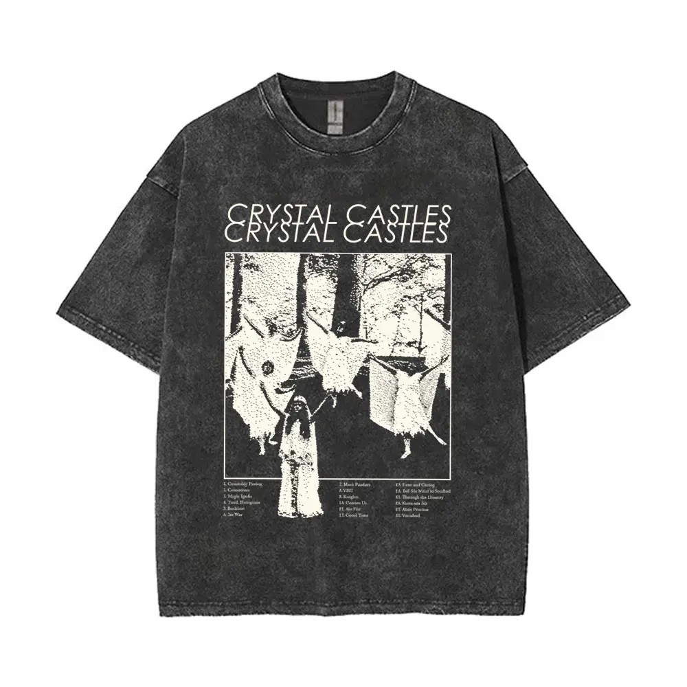 Crystal Castles T-Shirts Graphic Print Washed 100% Cotton Tees