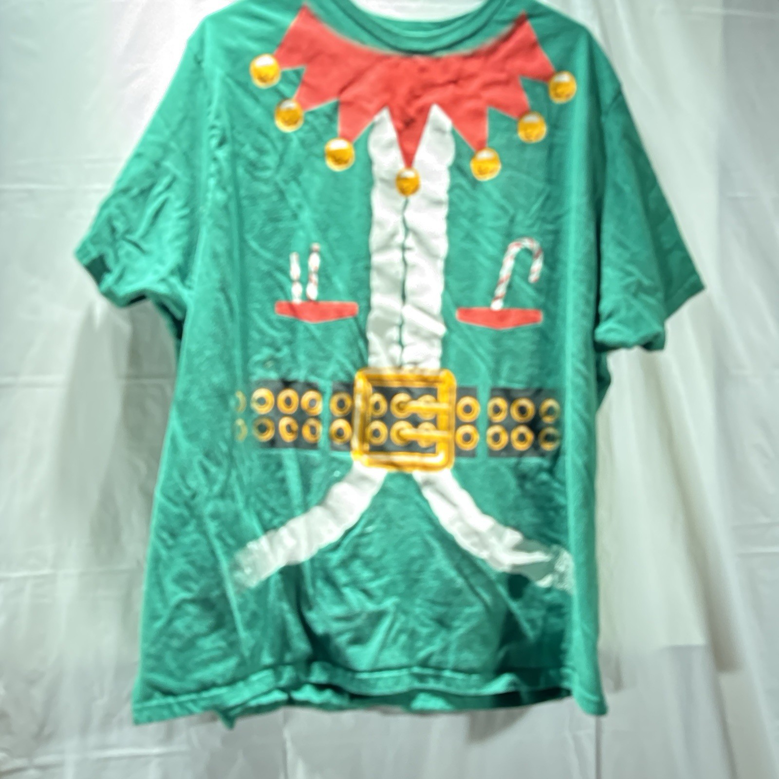 Holiday time Green Elf unisex T shirt Size 3XL Christmas Recycled Short Sleeve