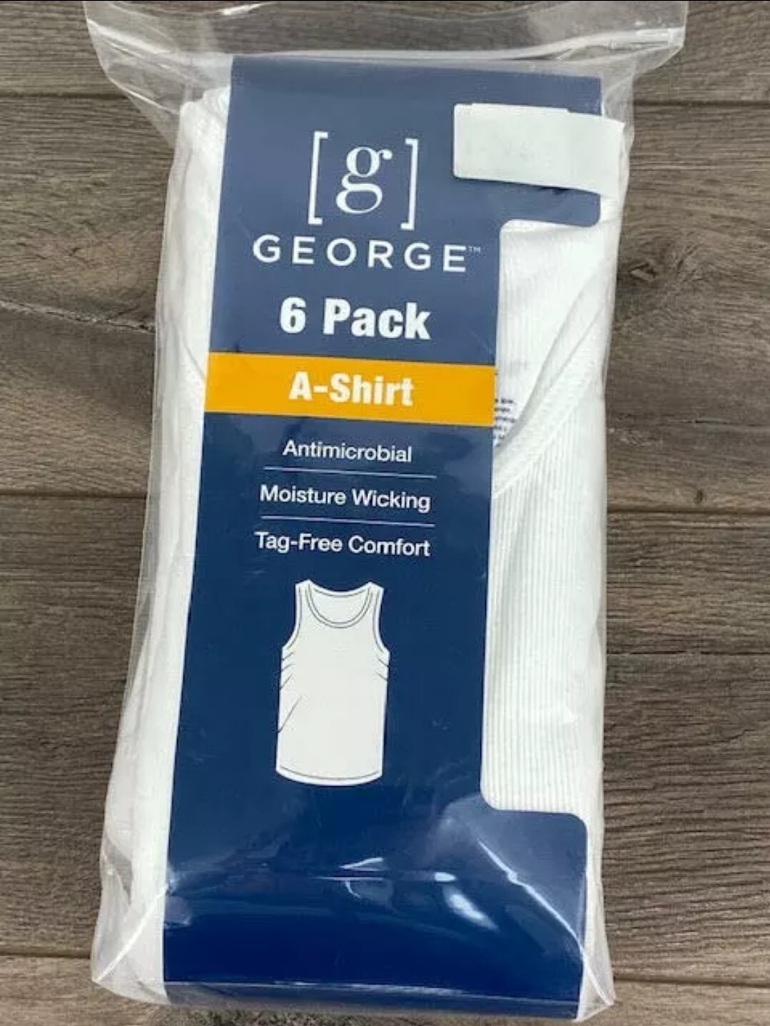 NEW! George Tag Free Comfort A-Shirt Men&rsquo;s, 2XL WHITE, 6-Pack