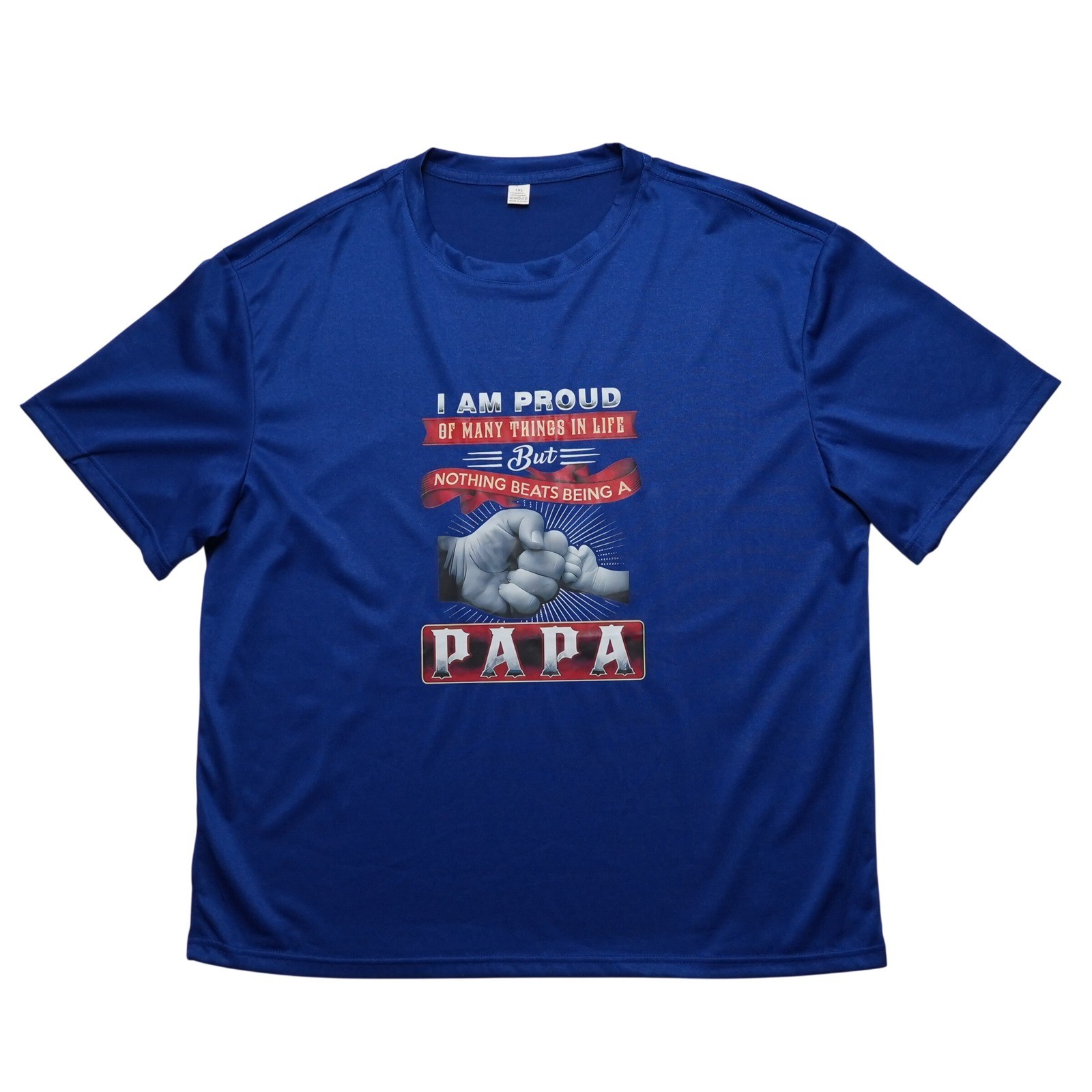 Papa Graphic T Shirt Mens 1XL Blue Fathers Day Dad Gift Fist Bump Tee