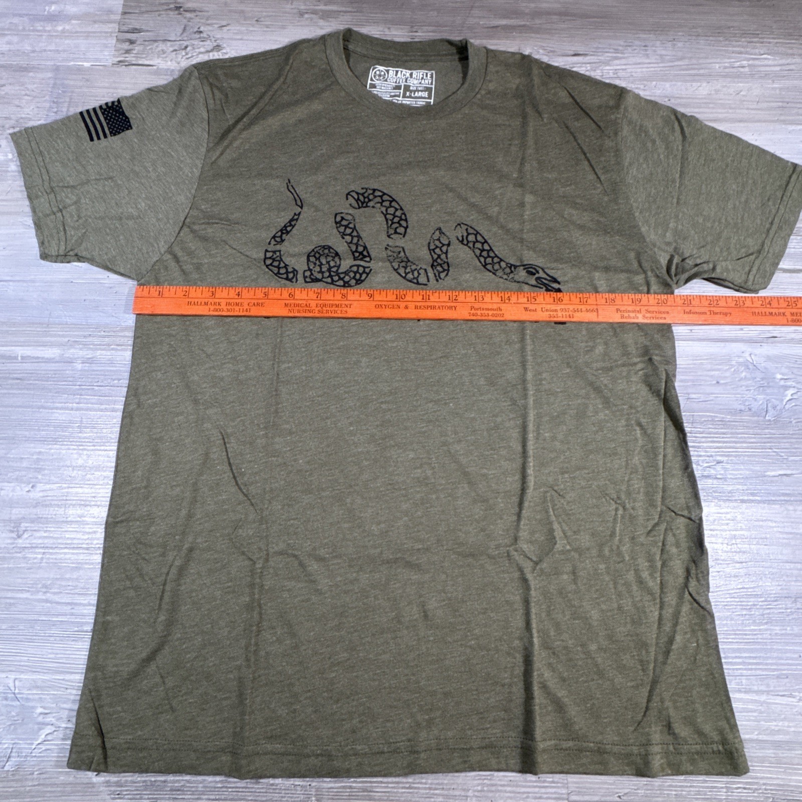 Black Rifle Coffee Company Coffee or Die T-Shirt Snake Military Green Size XL