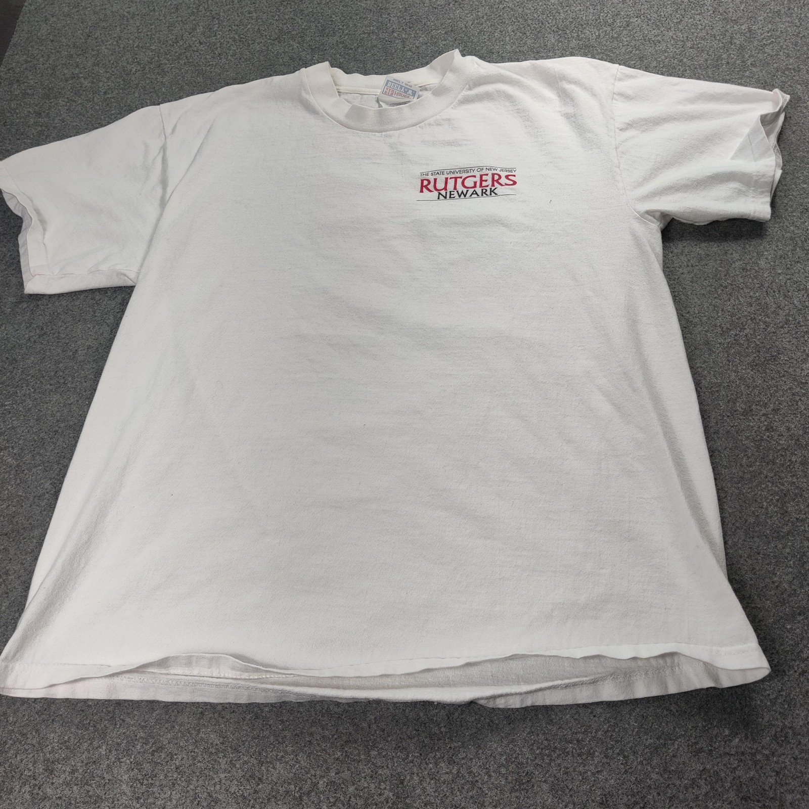 Vtg Rutgers Shirt Men L White Hanes Made USA Crewneck Newark Logo Graphic