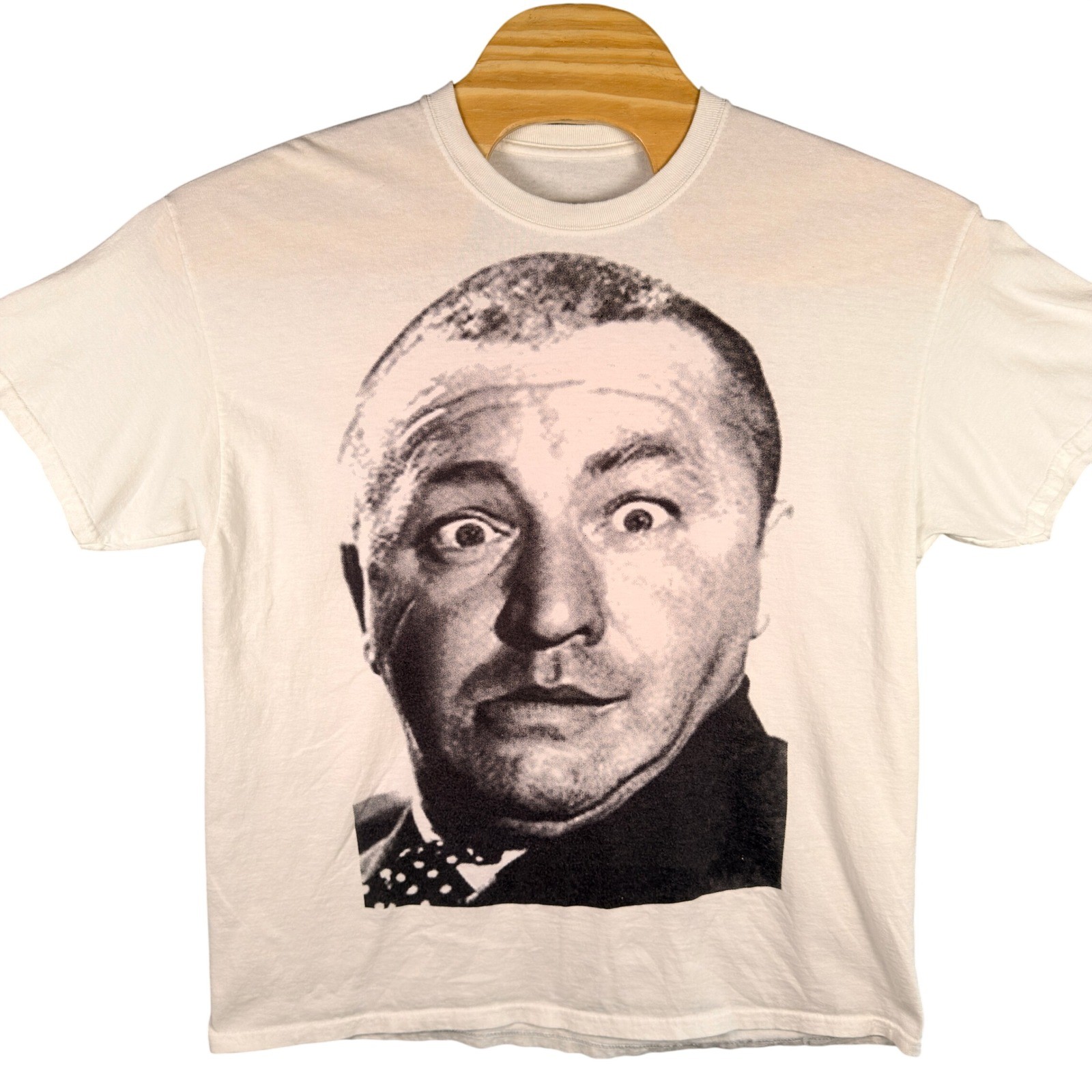 VINTAGE 90s The Three Stooges Curly Howard Graphic T-Shirt Mens XL White Comedy