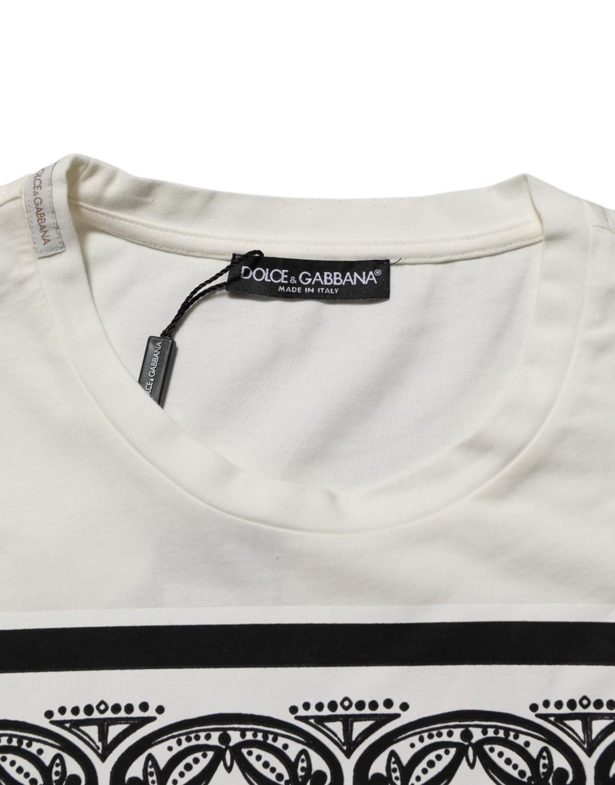 DOLCE & GABBANA T-shirt White Cotton Logo Bandana Print Men IT52/US42/XL 900usd