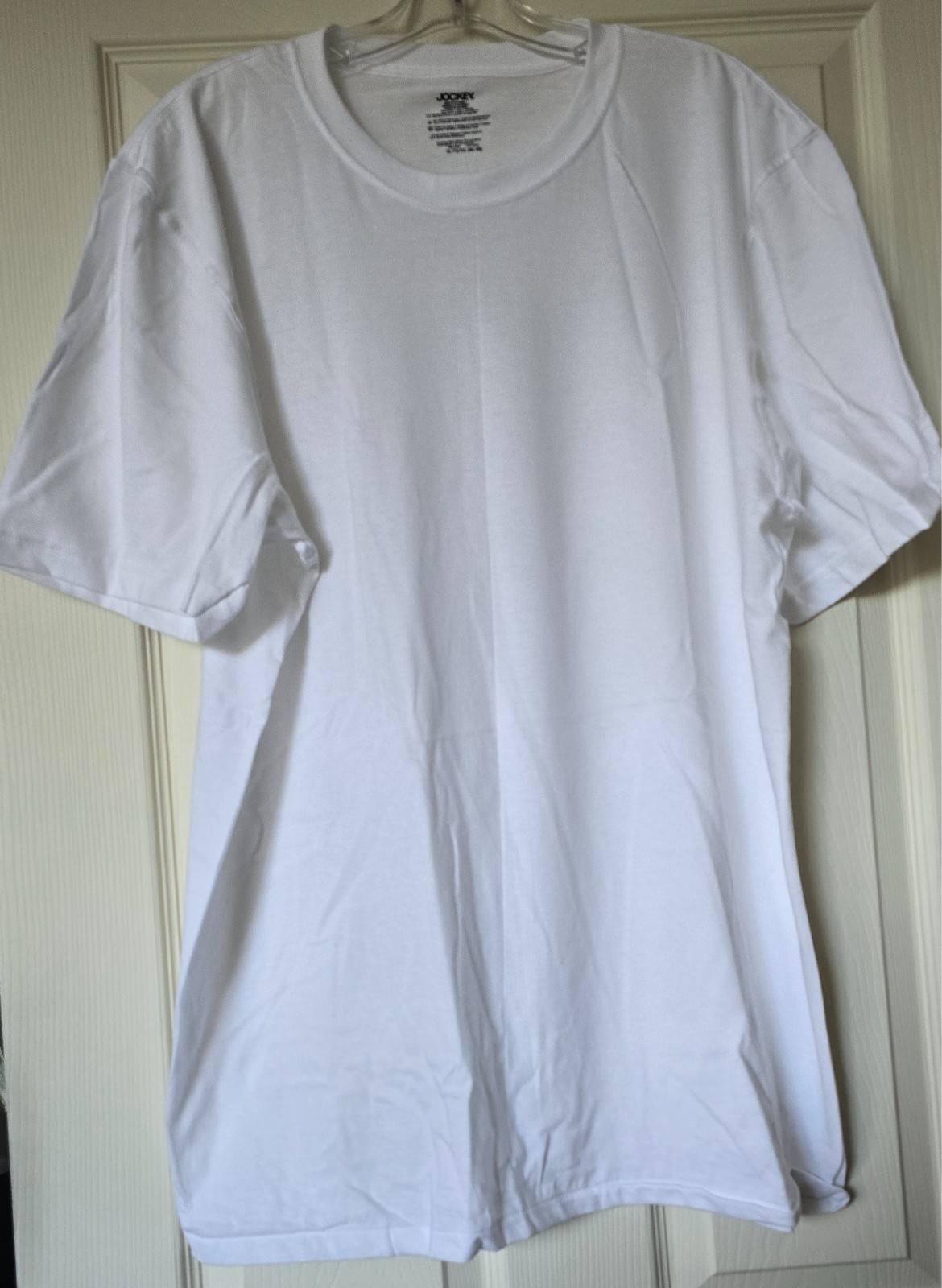 New Jockey Men&rsquo;s White T-Shirt Undershirt All Cotton Stretch Crew Neck Size XL