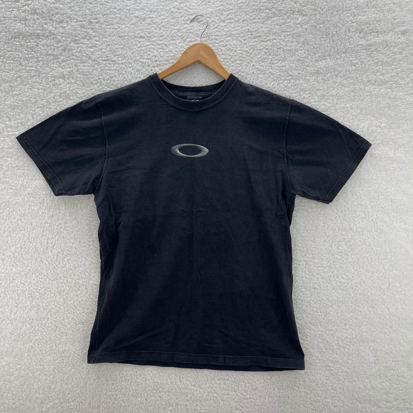 Vintage Oakley Software Shirt Mens Large Black 3d Skull Crossbones USA Made Y2K