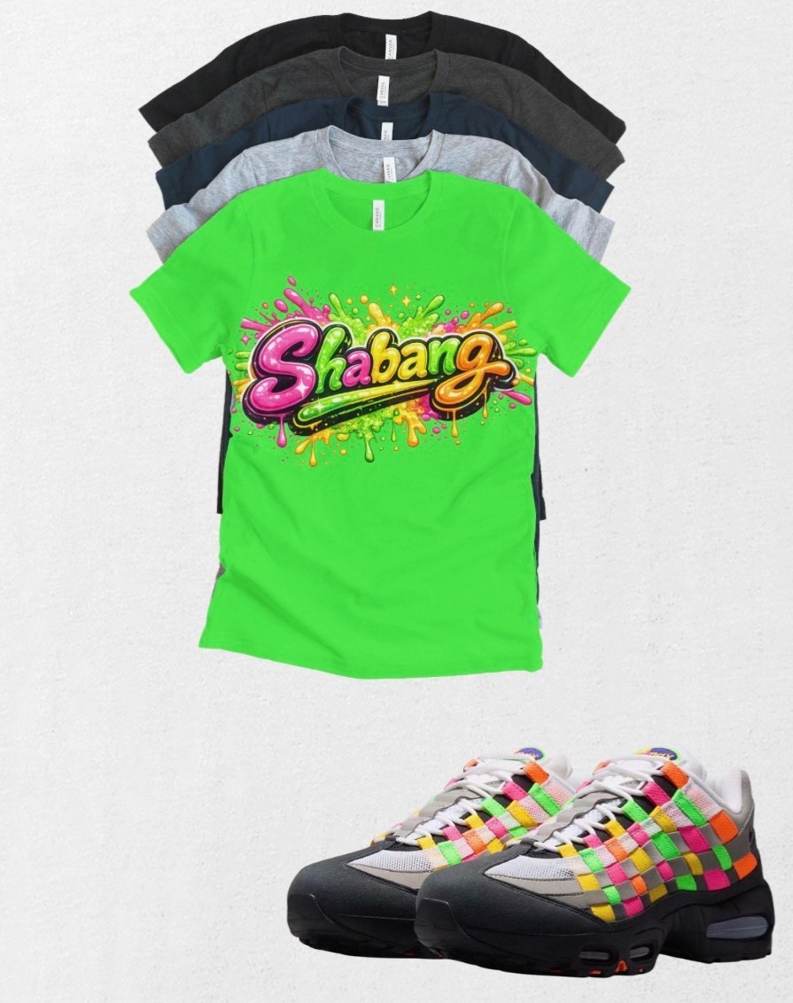 Custom Printed T-shirt To Match Shabang BB Max 95 OG Woven Multicolored Sneaker