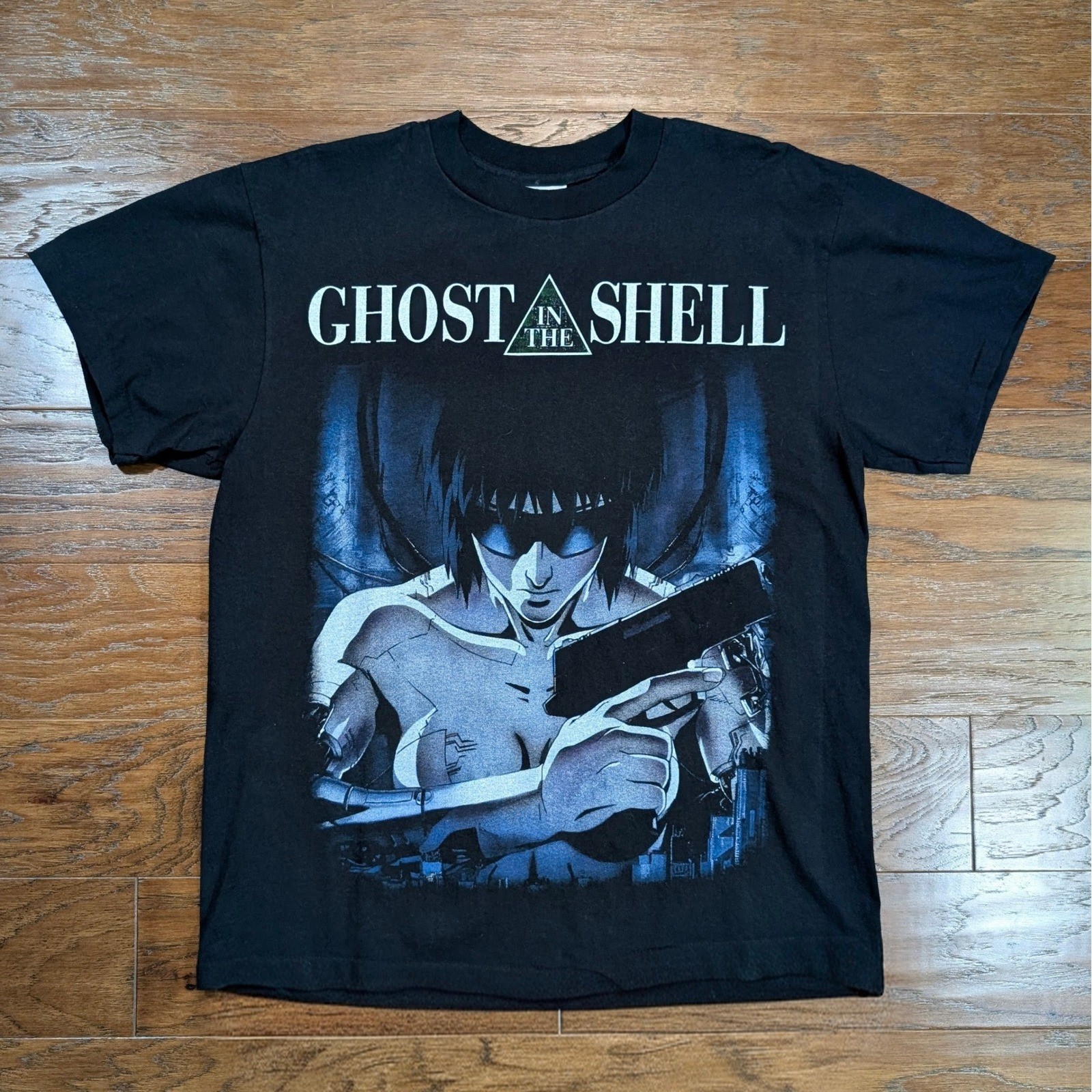 Ghost in the Shell Anime Reprint T-Shirt Tultex Black L 21.5×27 Motoko Kusanagi