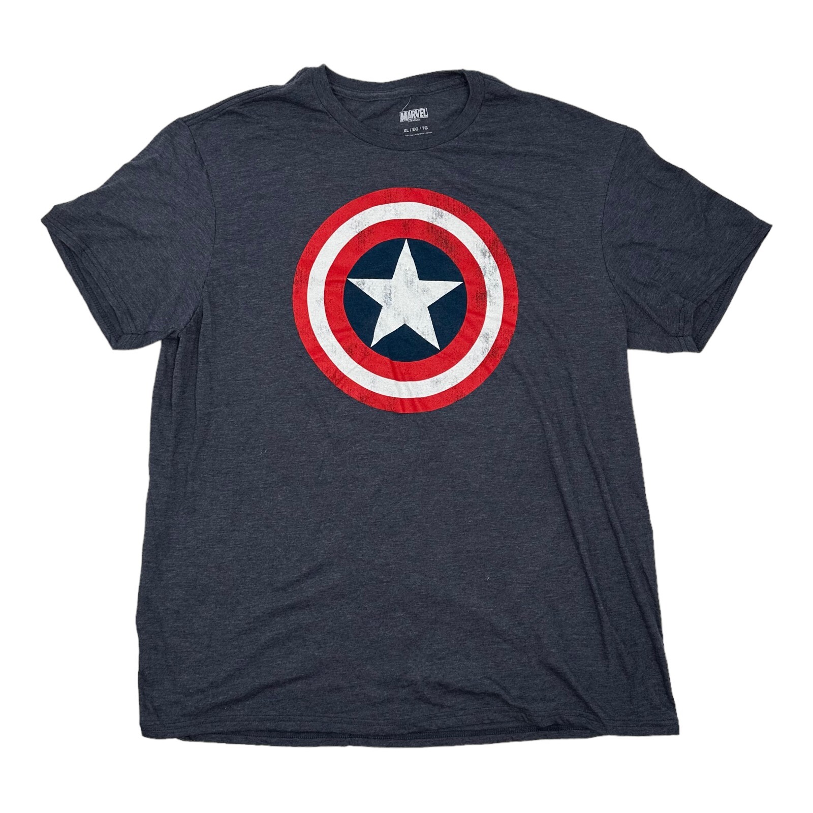 Marvel Comics Retro Classic Captain America Shield T-Shirt Heathered Blue XL