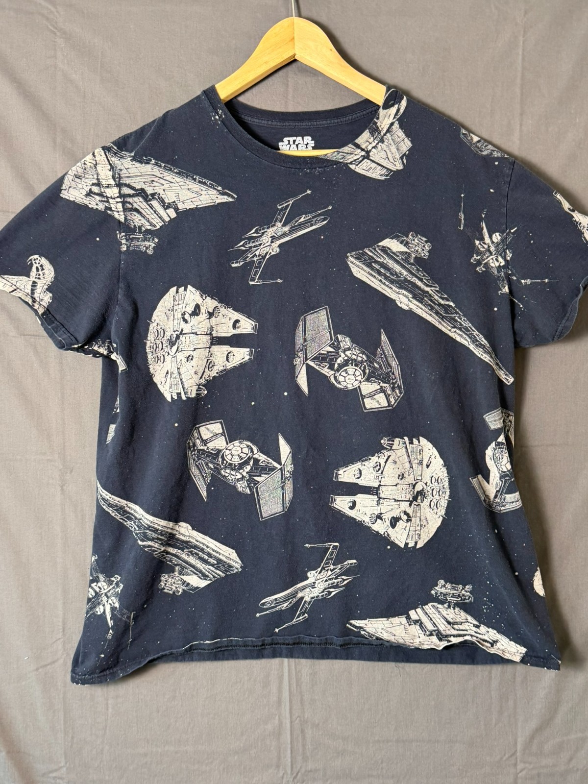 Star Wars Mad Engine Spaceship All Over Print T-Shirt Navy Men&rsquo;s XL