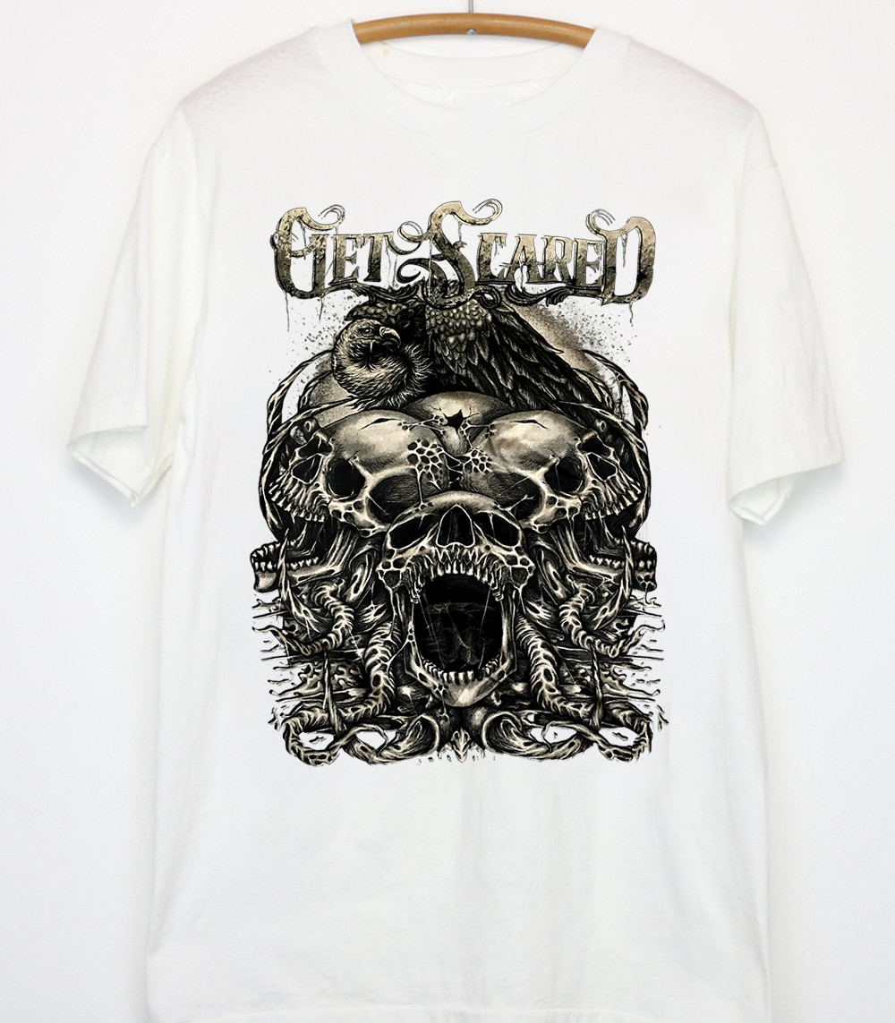 Vintage Get Scared Band Men T-shirt Black Short Sleeve All Sizes S-4XL JJ883
